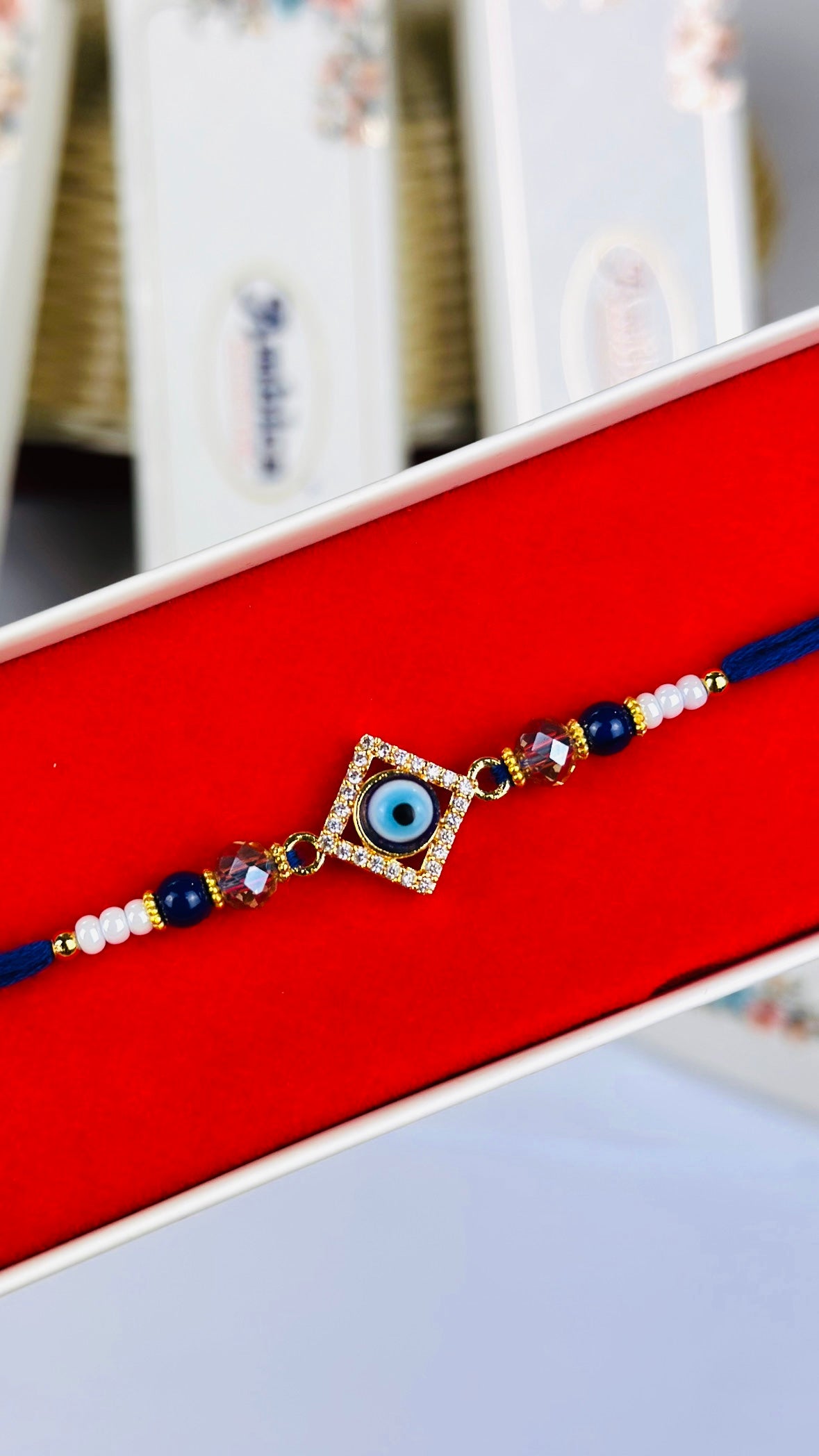 Evil Eye 🧿 Rakhi / Rakhdi Box in American Diamond - Code A37