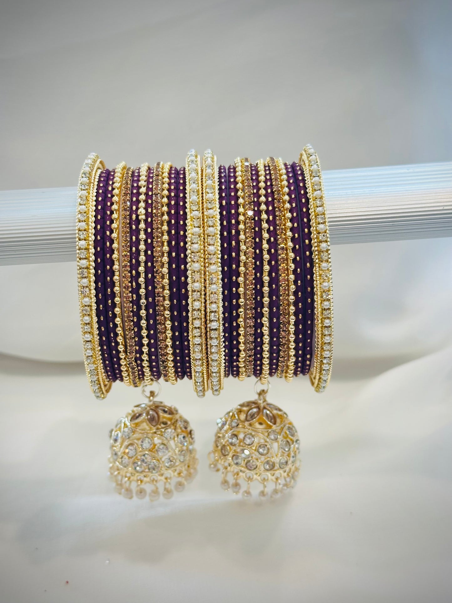 Bangle set with latkan - Colour: Wine( Code: 020 )