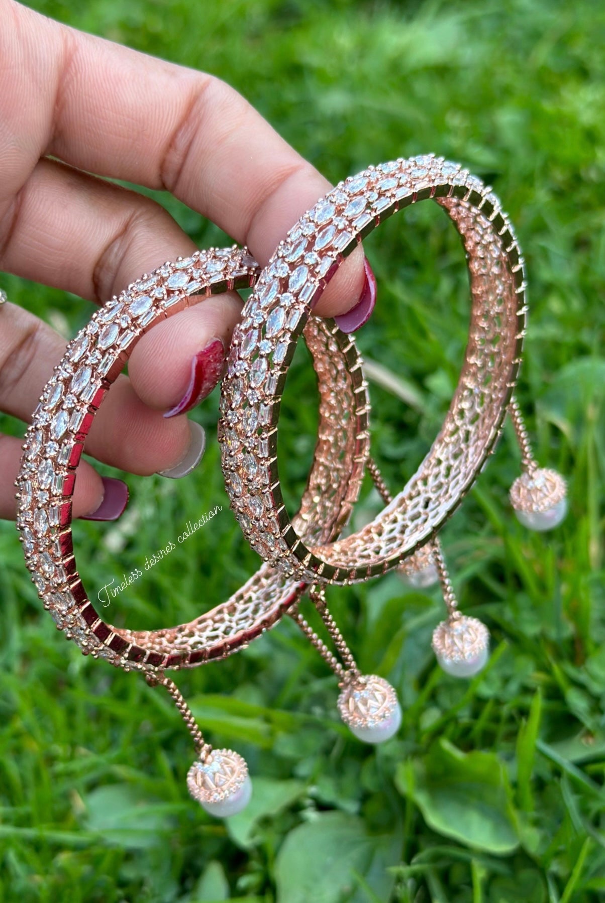 Pearl drop American diamond kangan / bangles