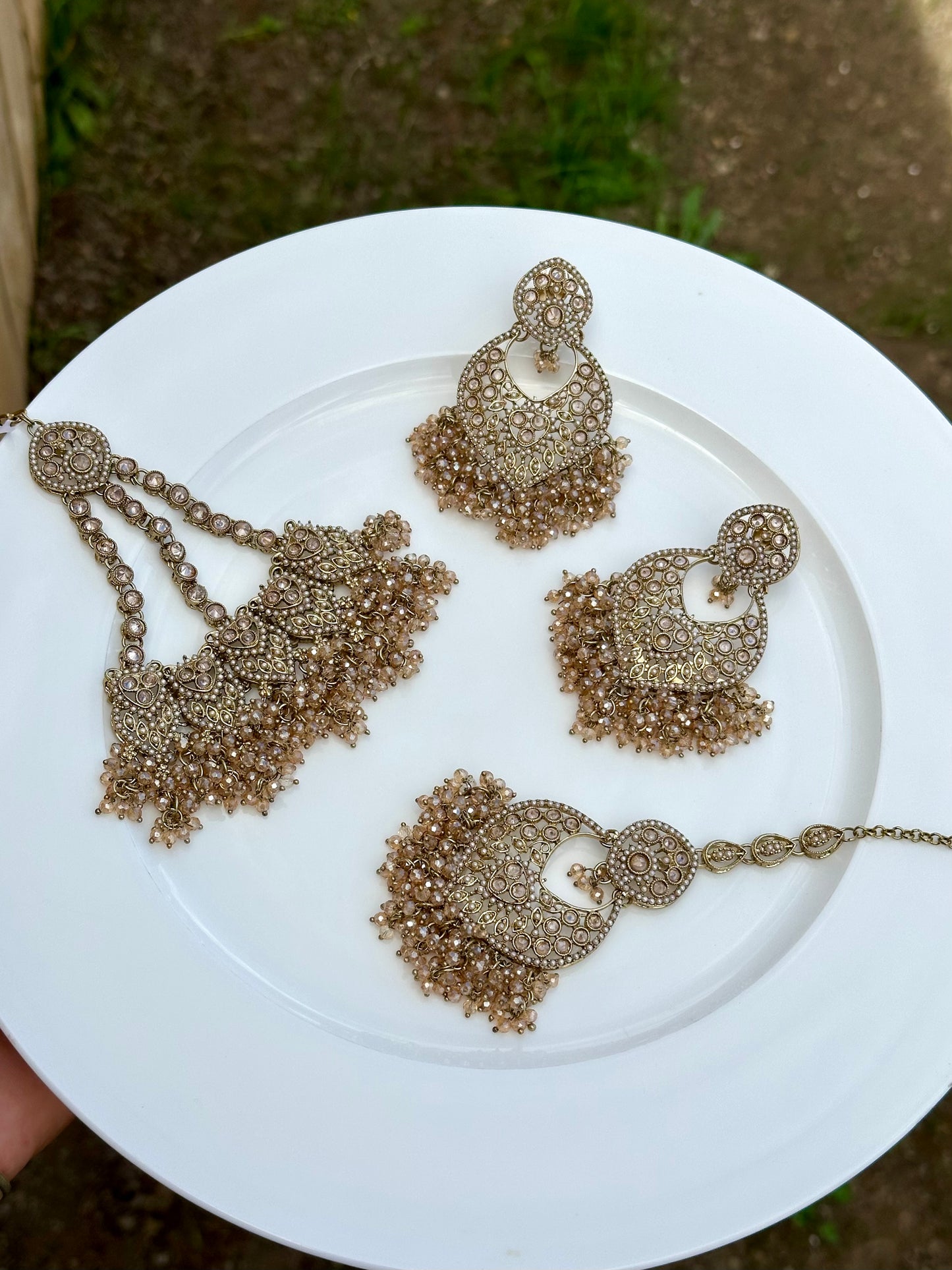Golden earrings with tikka and passa - J23