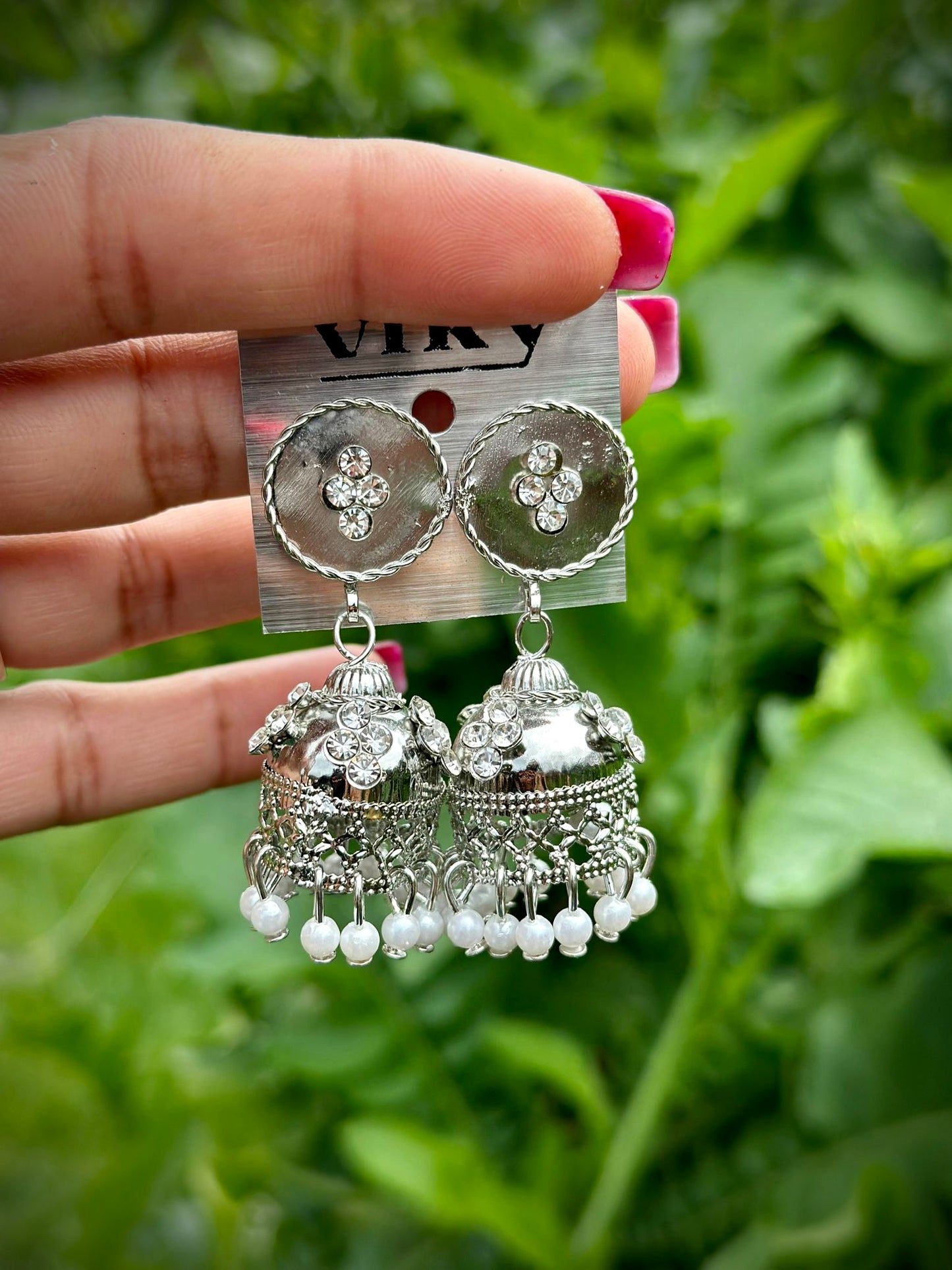 Oxidised jhumka earrings