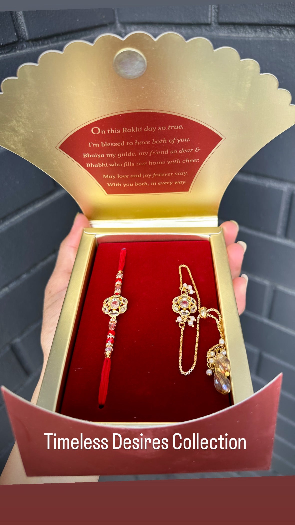 Veera Bhabi Rakhi Combo set in American Diamond - Code A1