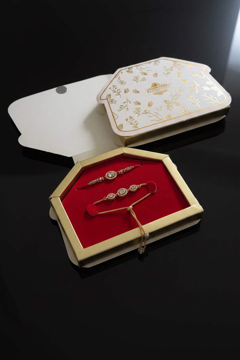 Couple Rakhi set in American diamond