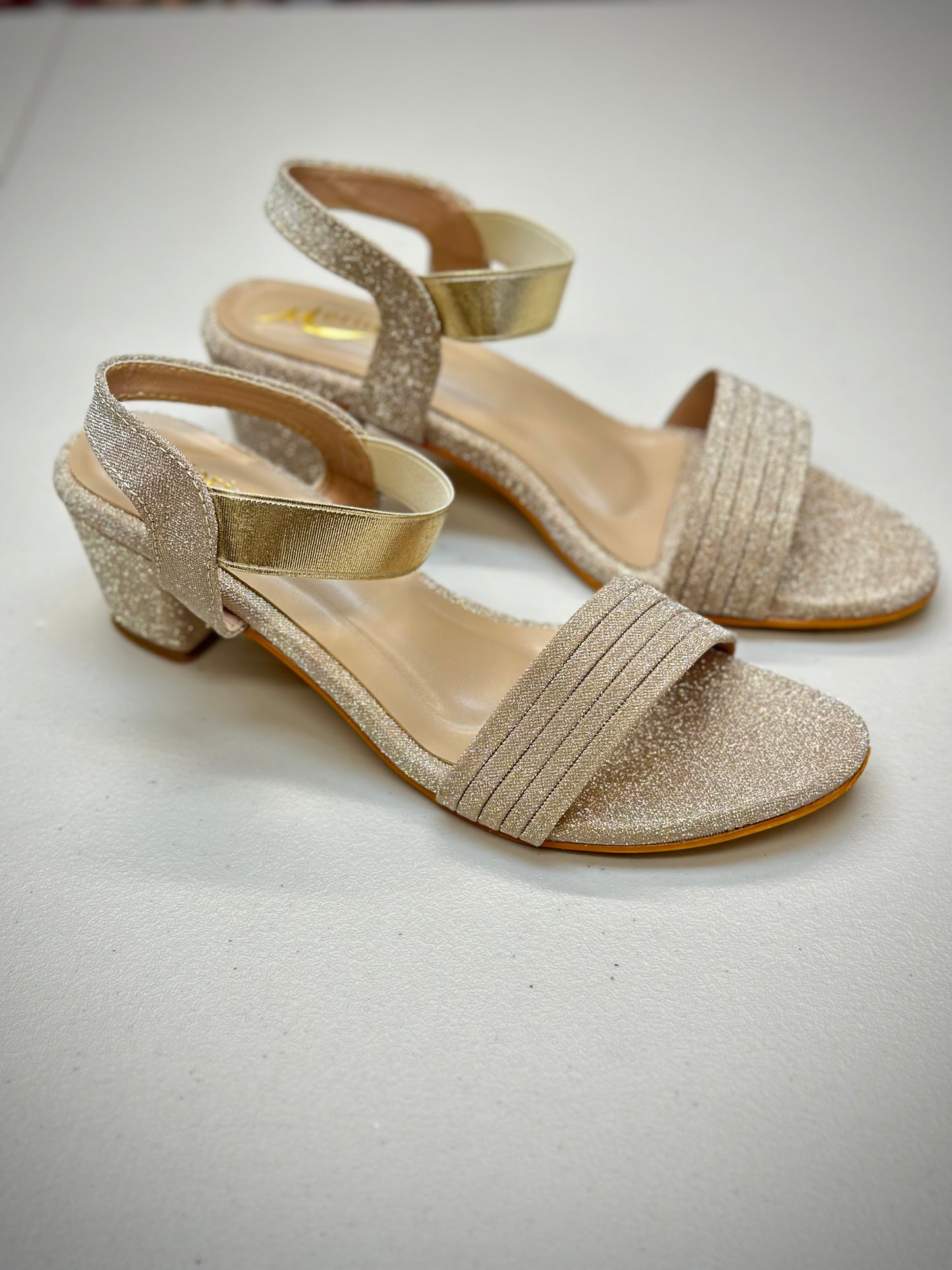 Golden Fency Heel Sandals