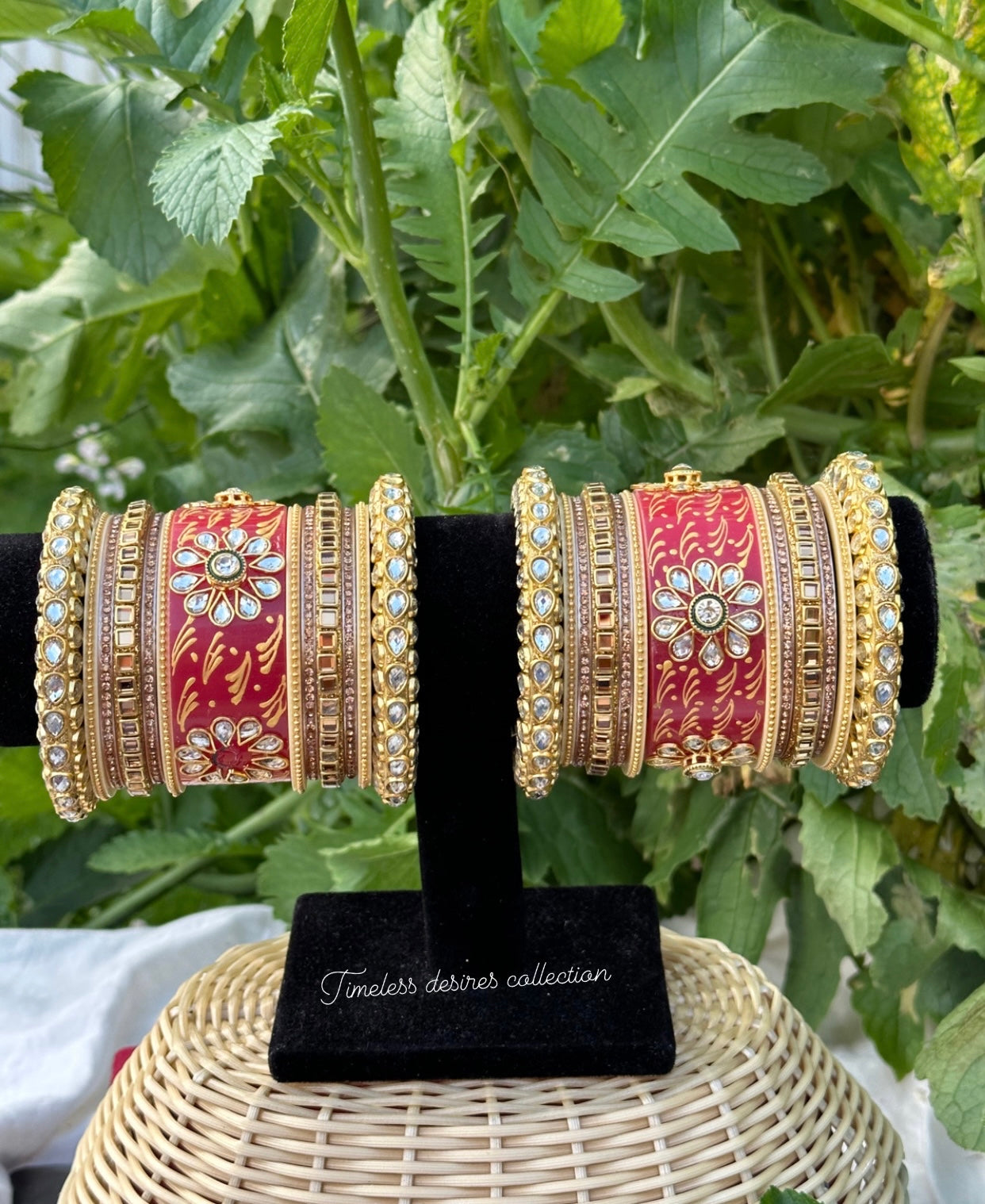 Bright Red Rajwadi Chooda Bangles ( set of both hands )