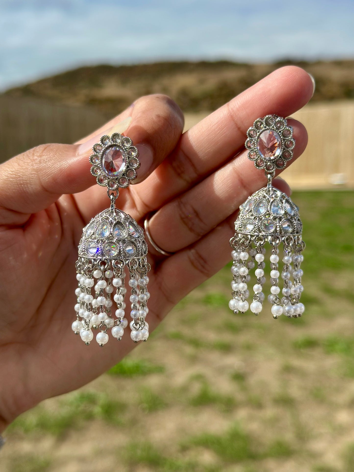 Silver jhumki earrings- J19
