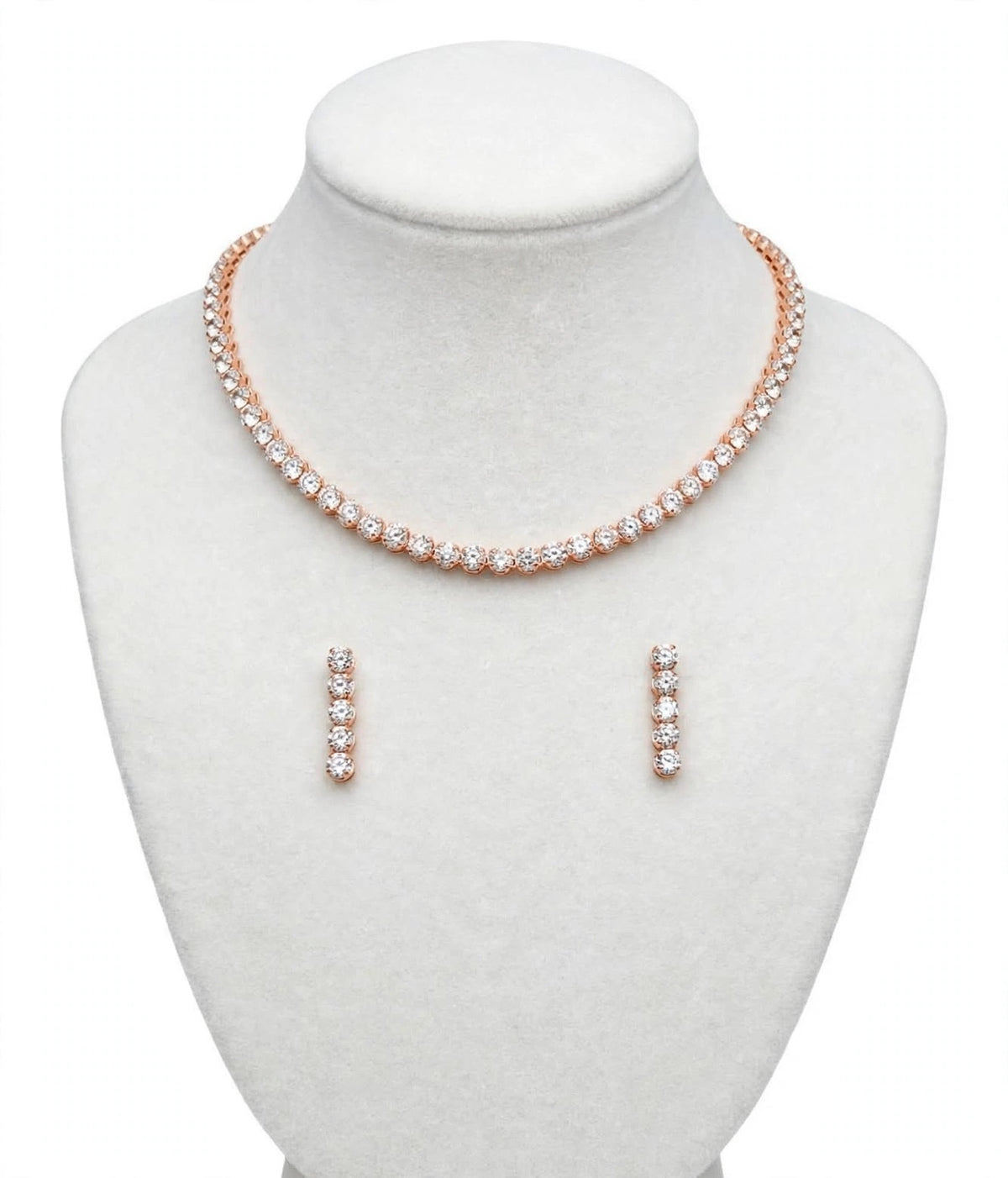 American diamond necklace set in rose golden- n73