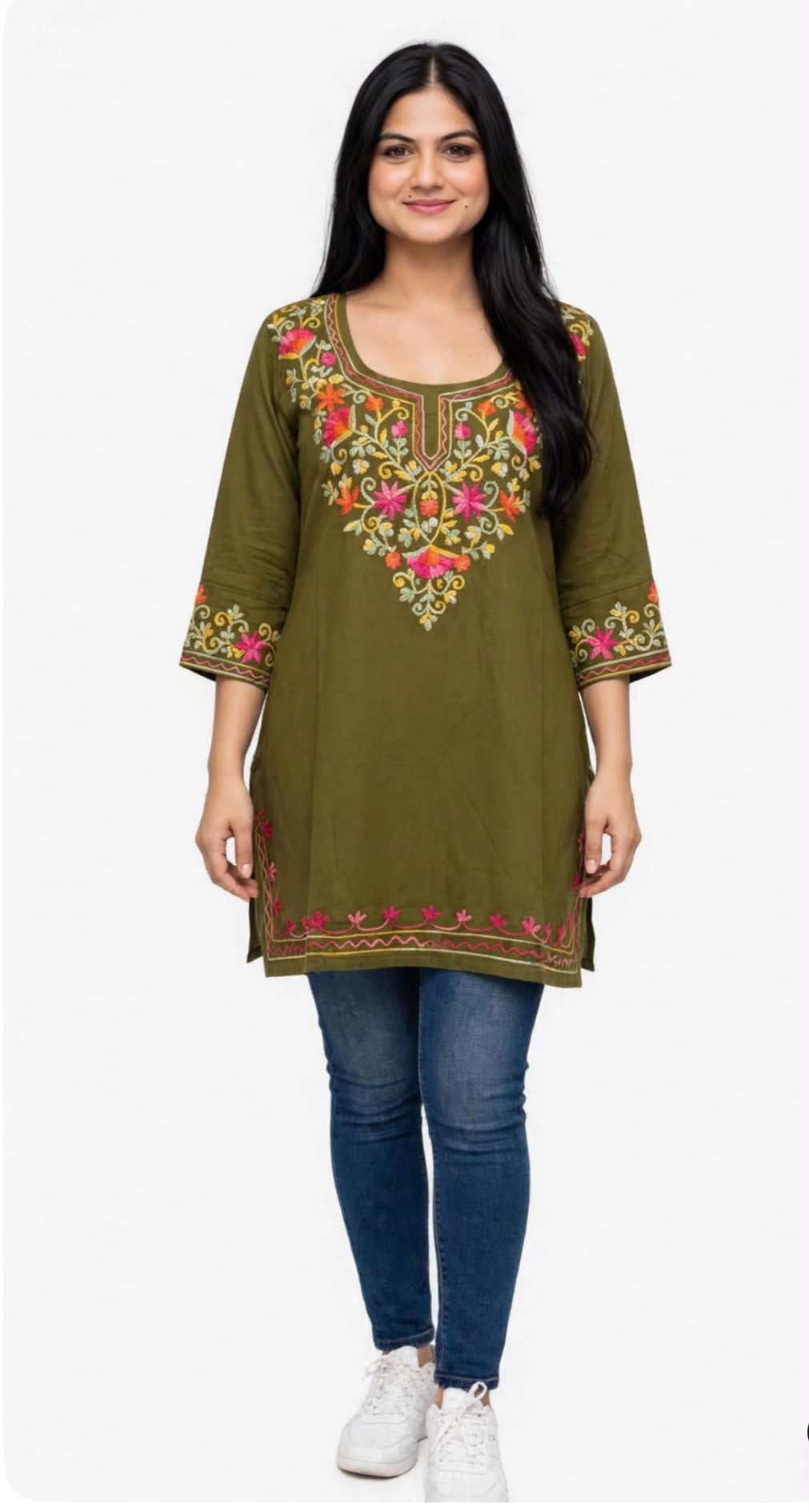 Kashmiri short kurti on Rayon, Code: 361