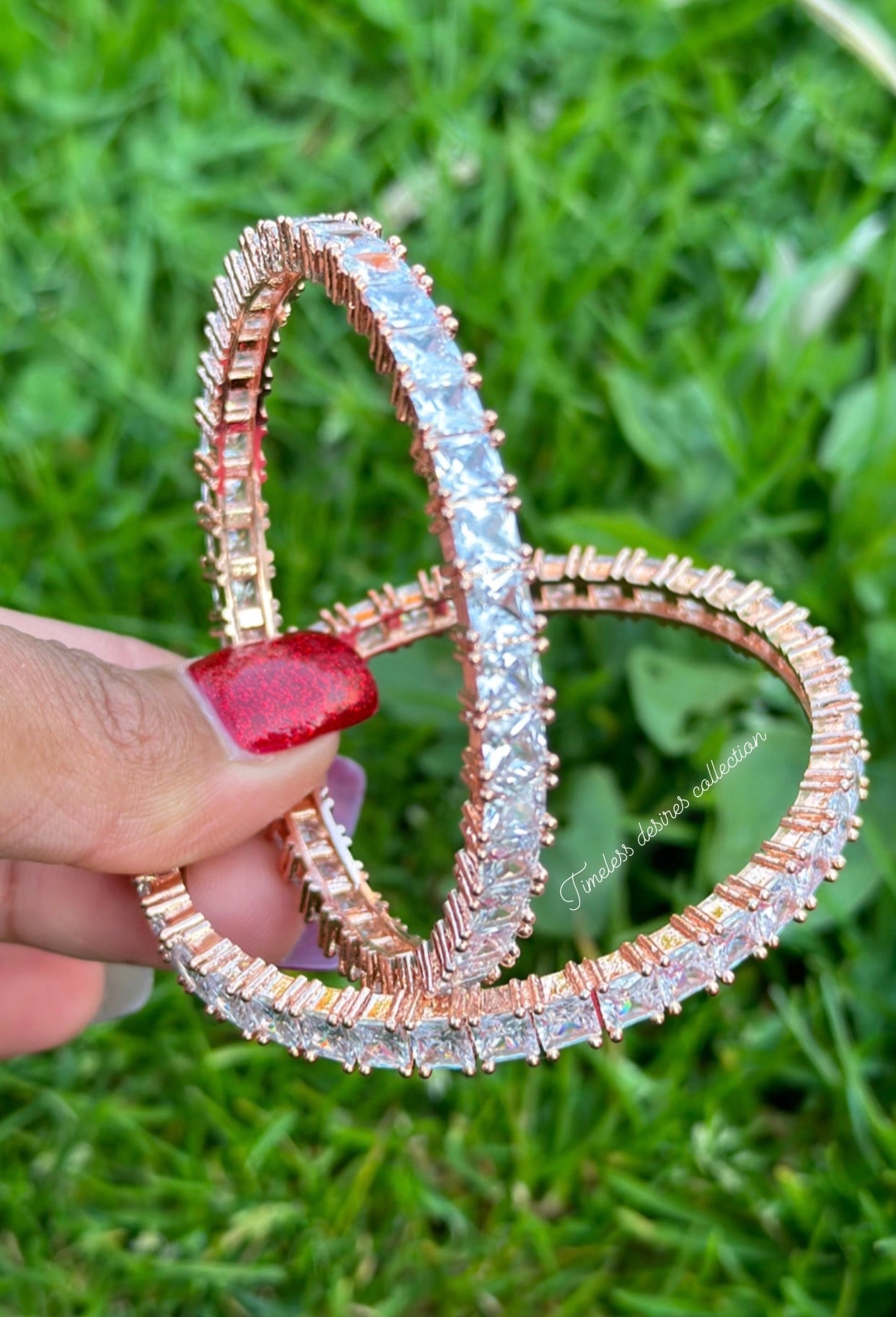 American diamond kangan / bangles in rose golden