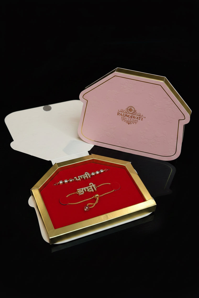 Couple Rakhi set in American diamond