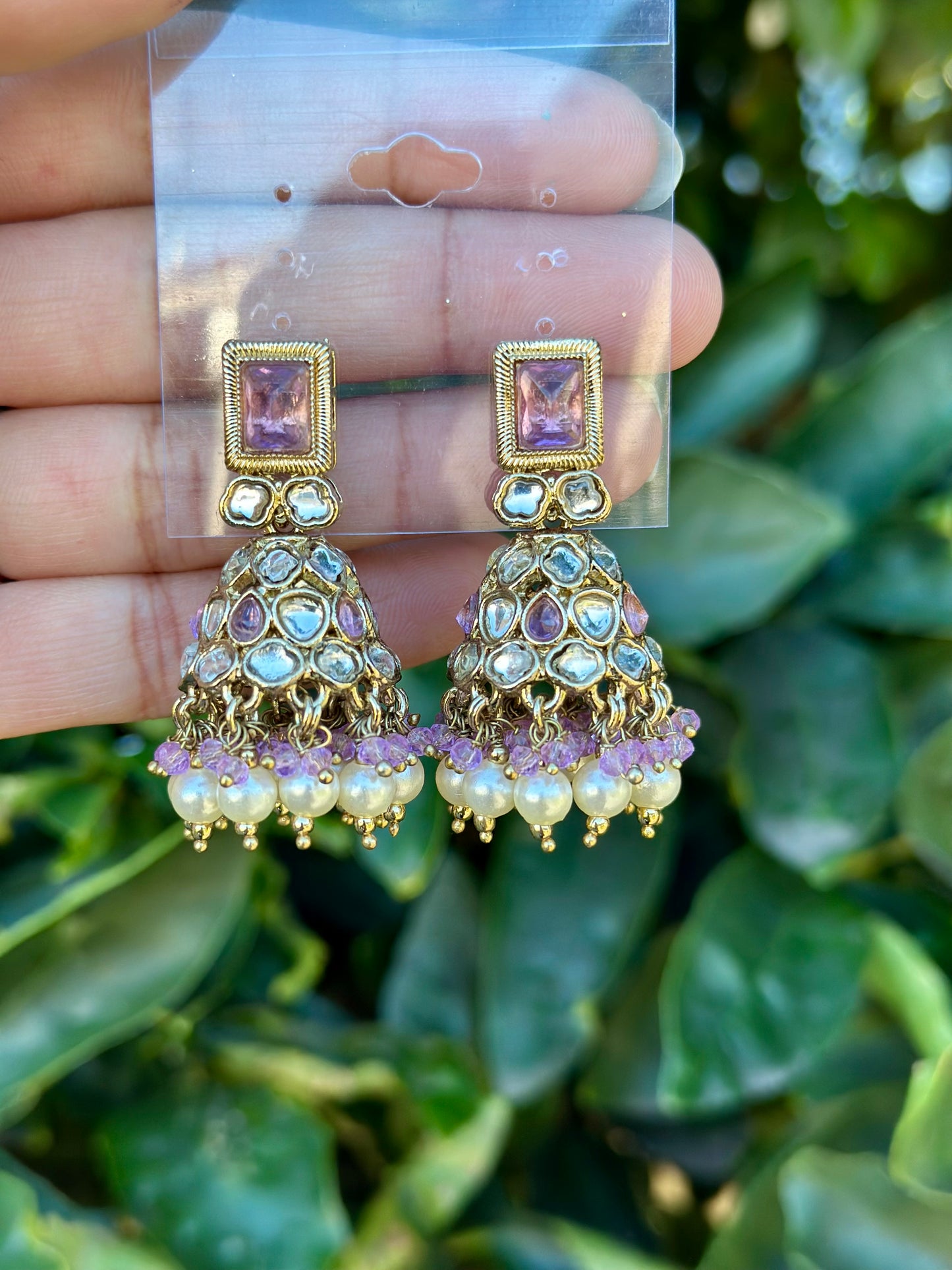 Lavender Jhumki earrings Code: J32