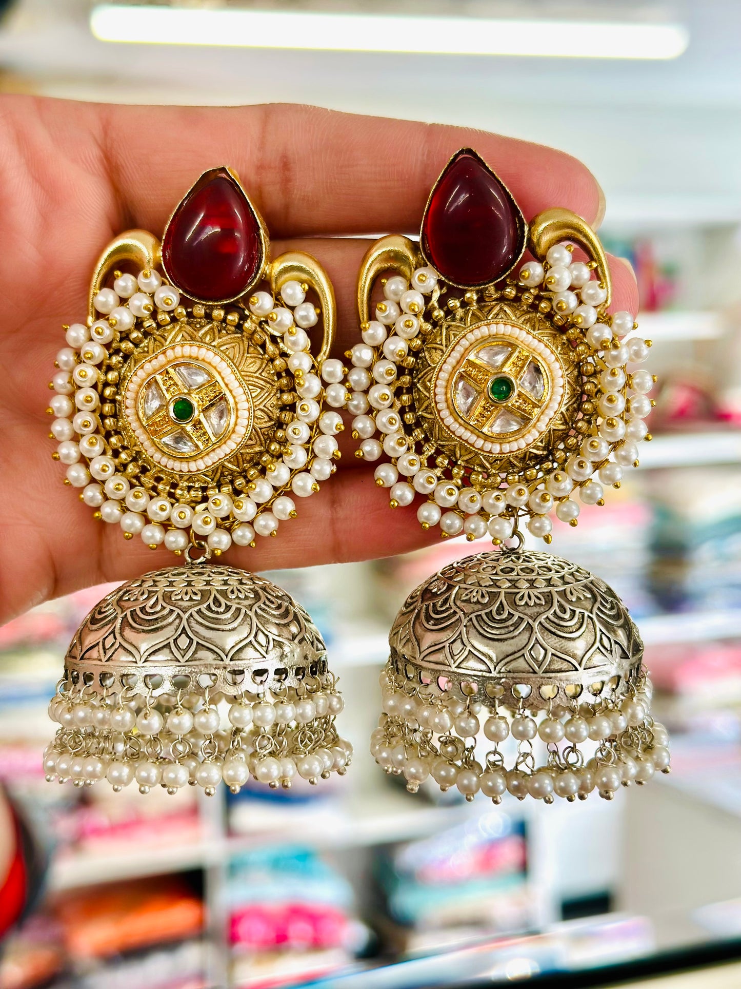 Kashmiri Earrings, Colour: Gold, (Code:115)
