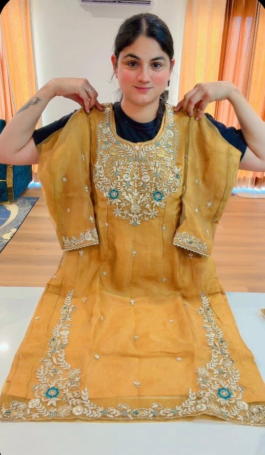 Party wear suit - ( Colour: Mustard Gold ) Code - 987