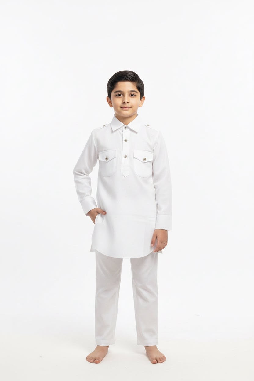 Kids kurta Pajama in colour: white, Fabric: Soft cotton