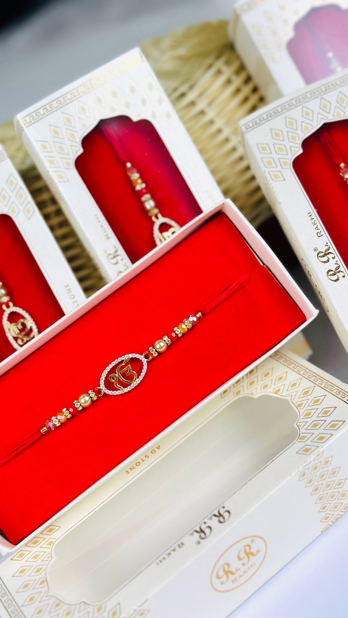 ੴ Rakhi / Rakhdi Box in American Diamond - Code A34