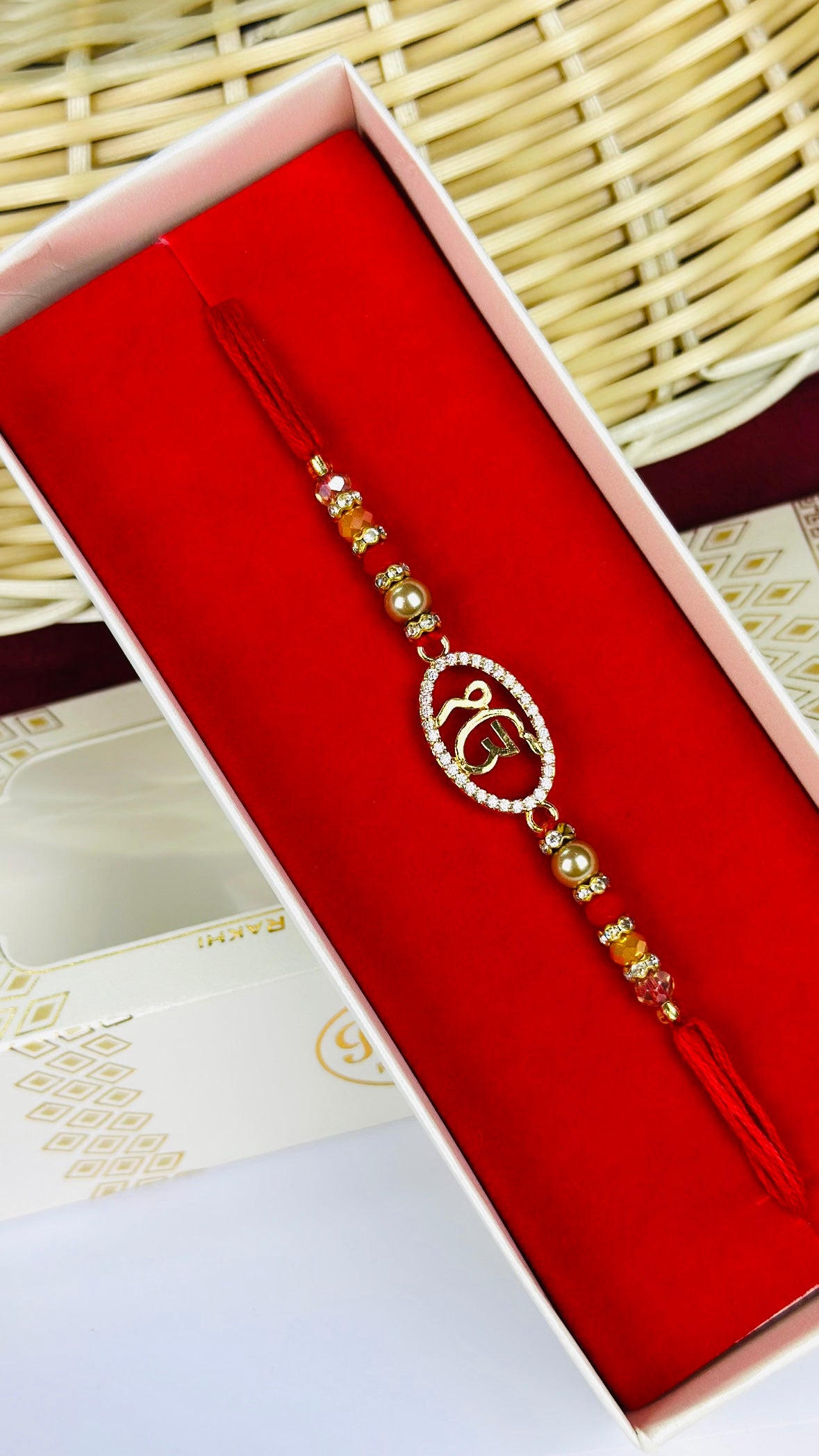 ੴ Rakhi / Rakhdi Box in American Diamond - Code A34
