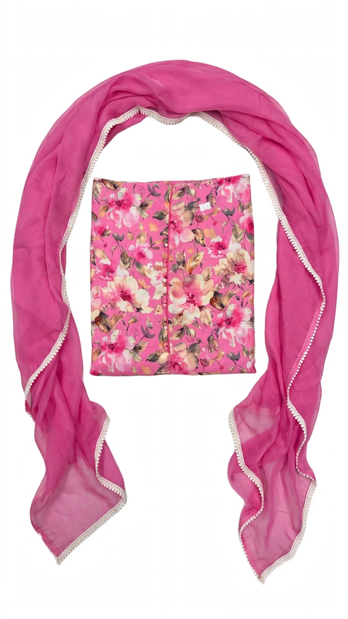 Unstitched suit in Cotton with pure duppta - Colour : Pink ( Code: X56 )