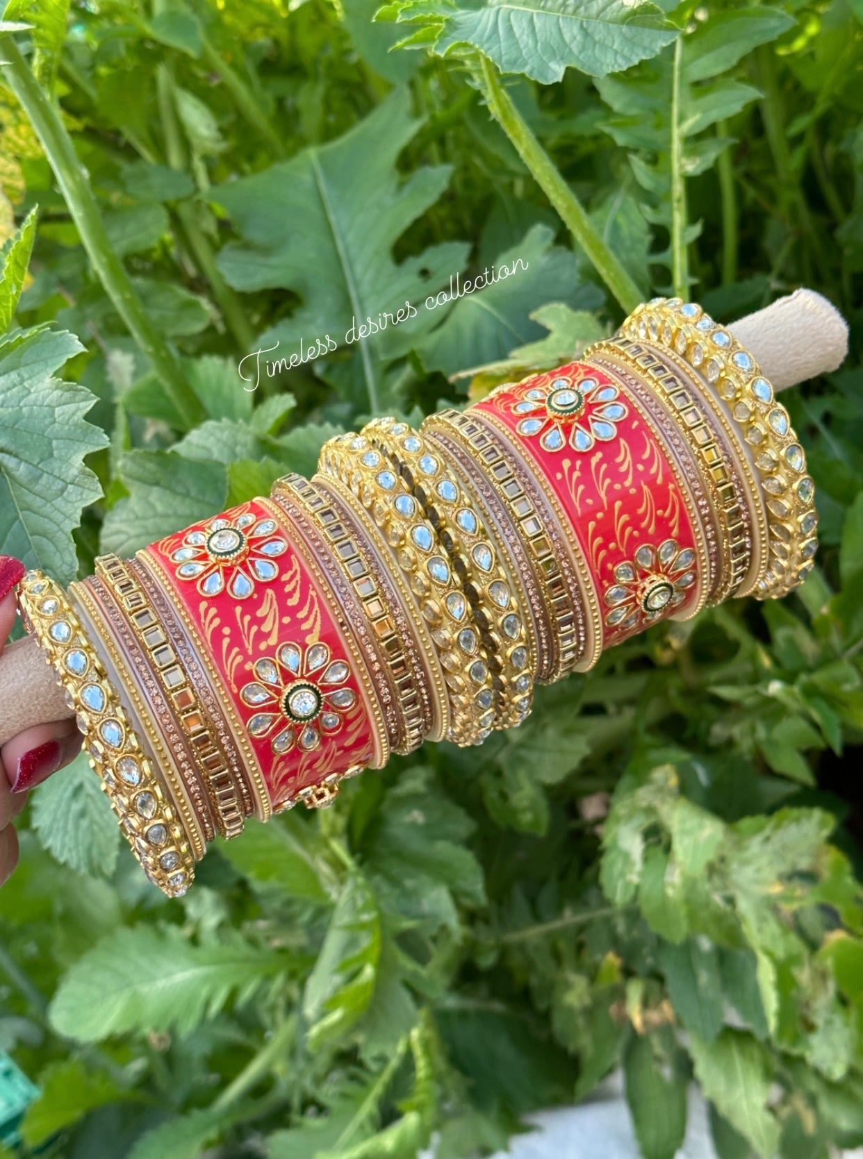 Bright Red Rajwadi Chooda Bangles ( set of both hands )