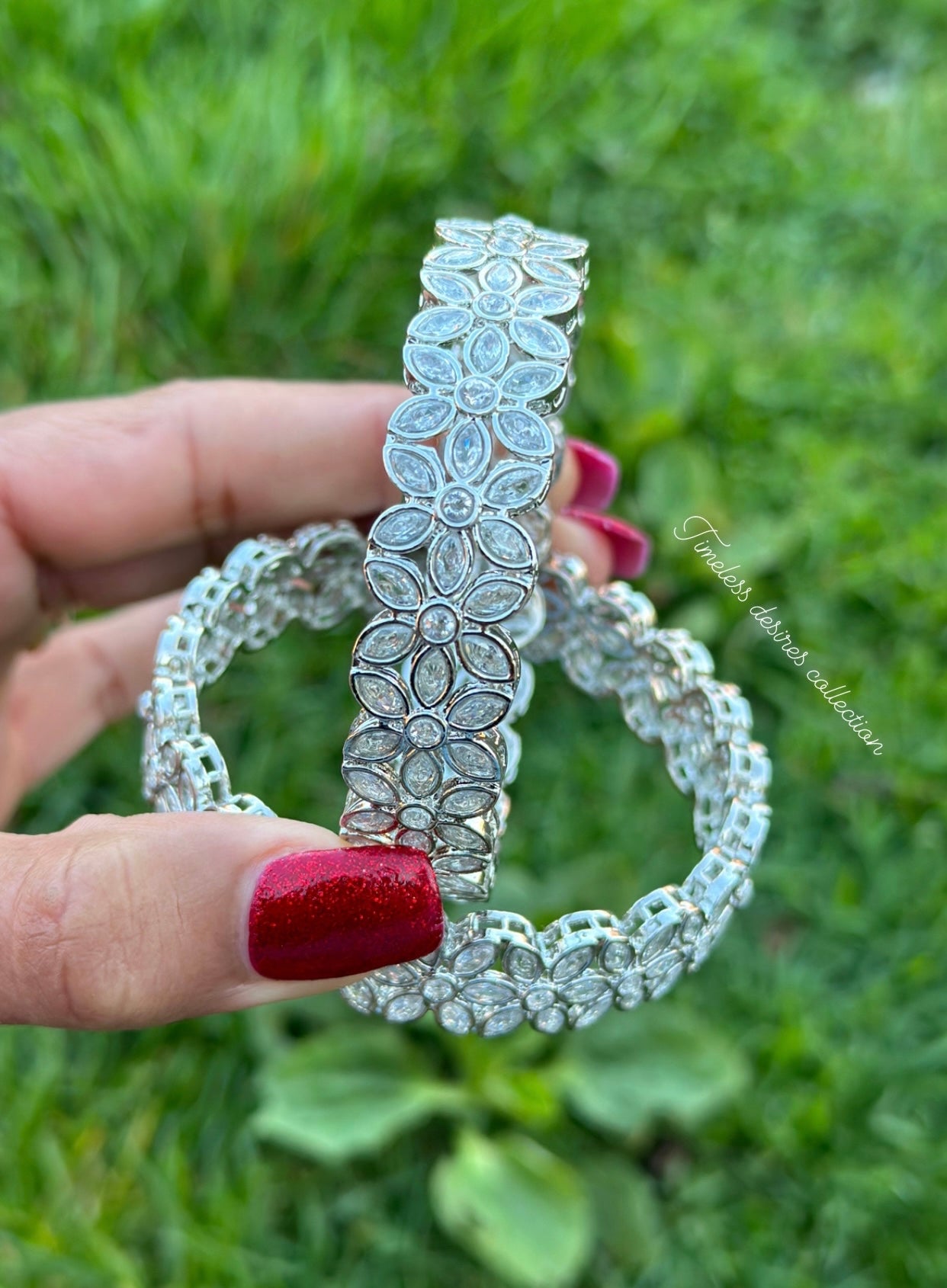 Silver American diamond kangan / bangles