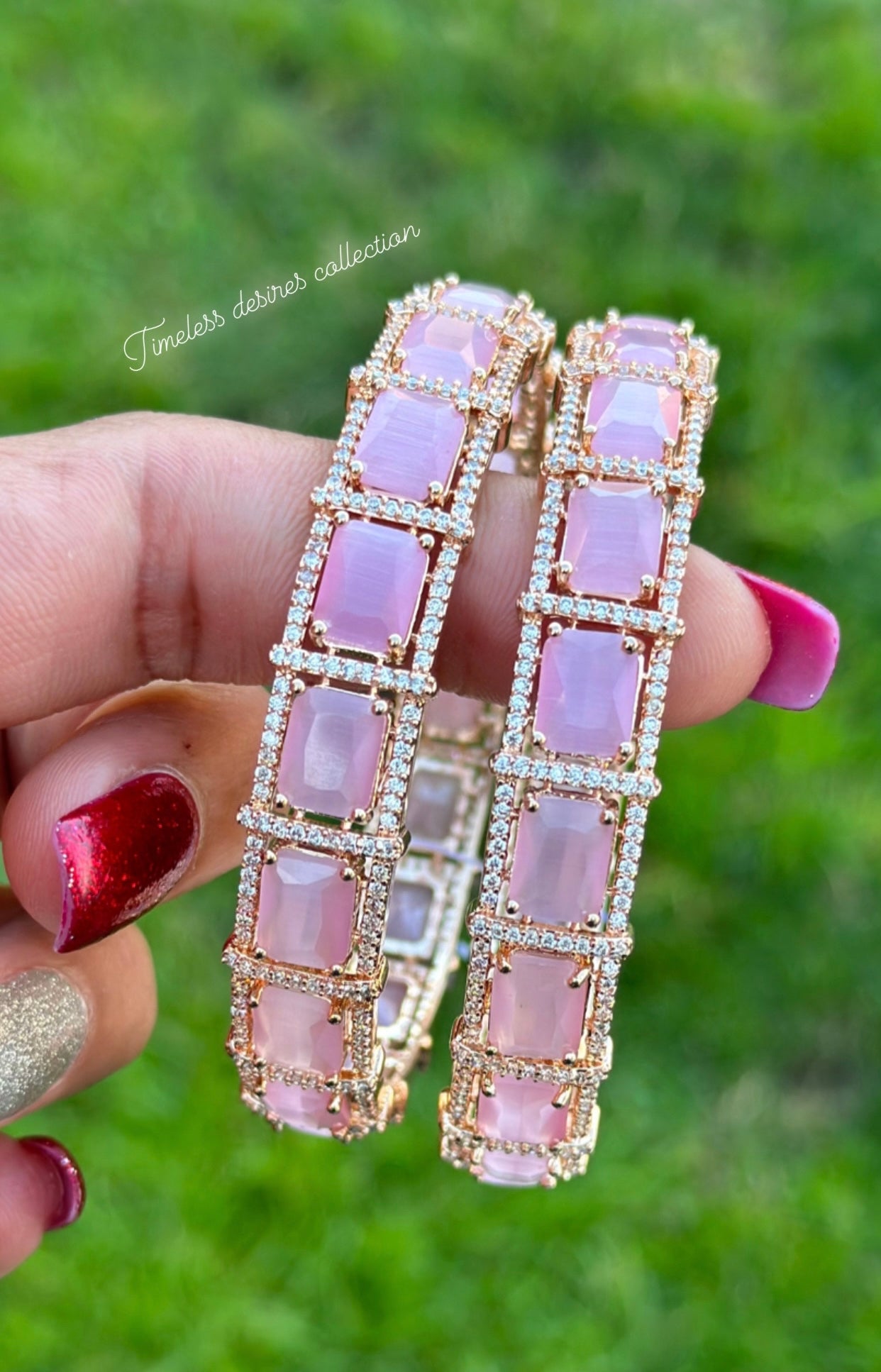 Baby pink American diamond kangan / bangles
