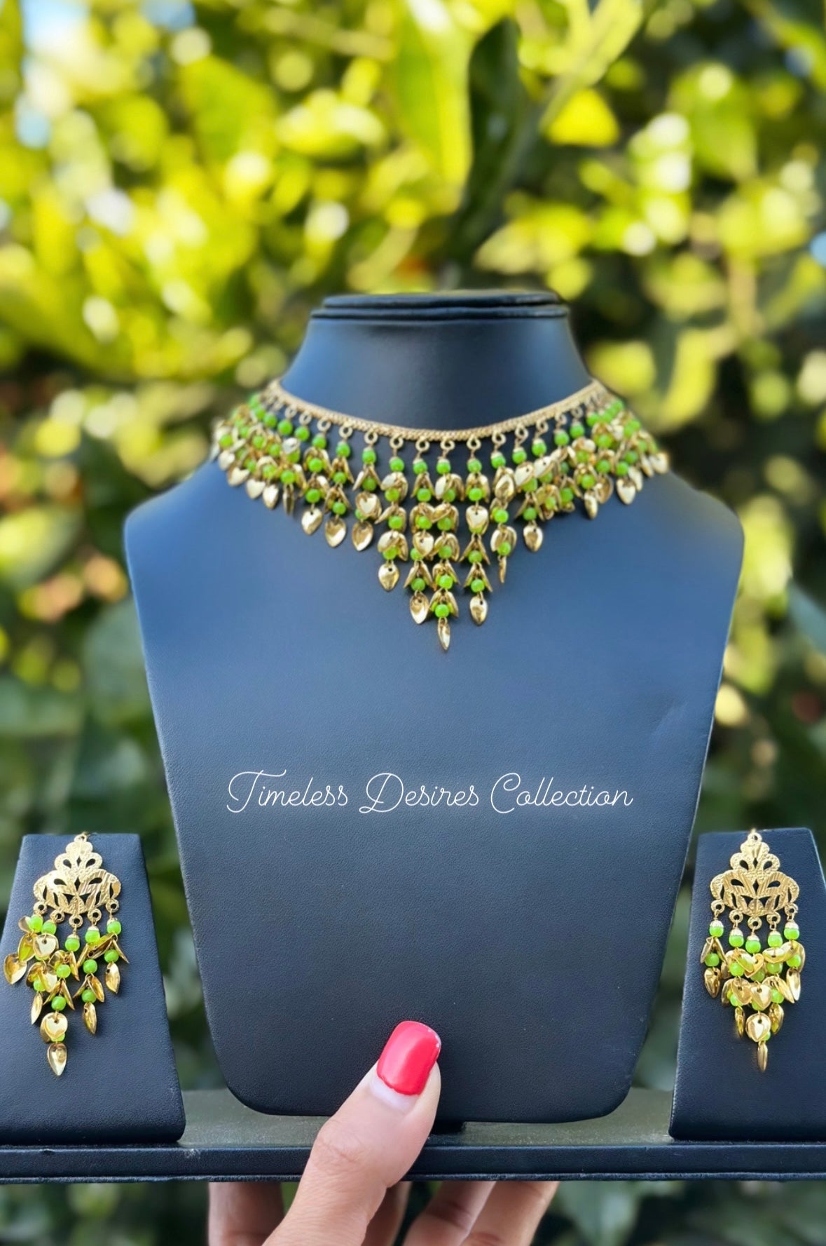 Parrot Green Pipal Patti Necklace set in Traditional Jewellery