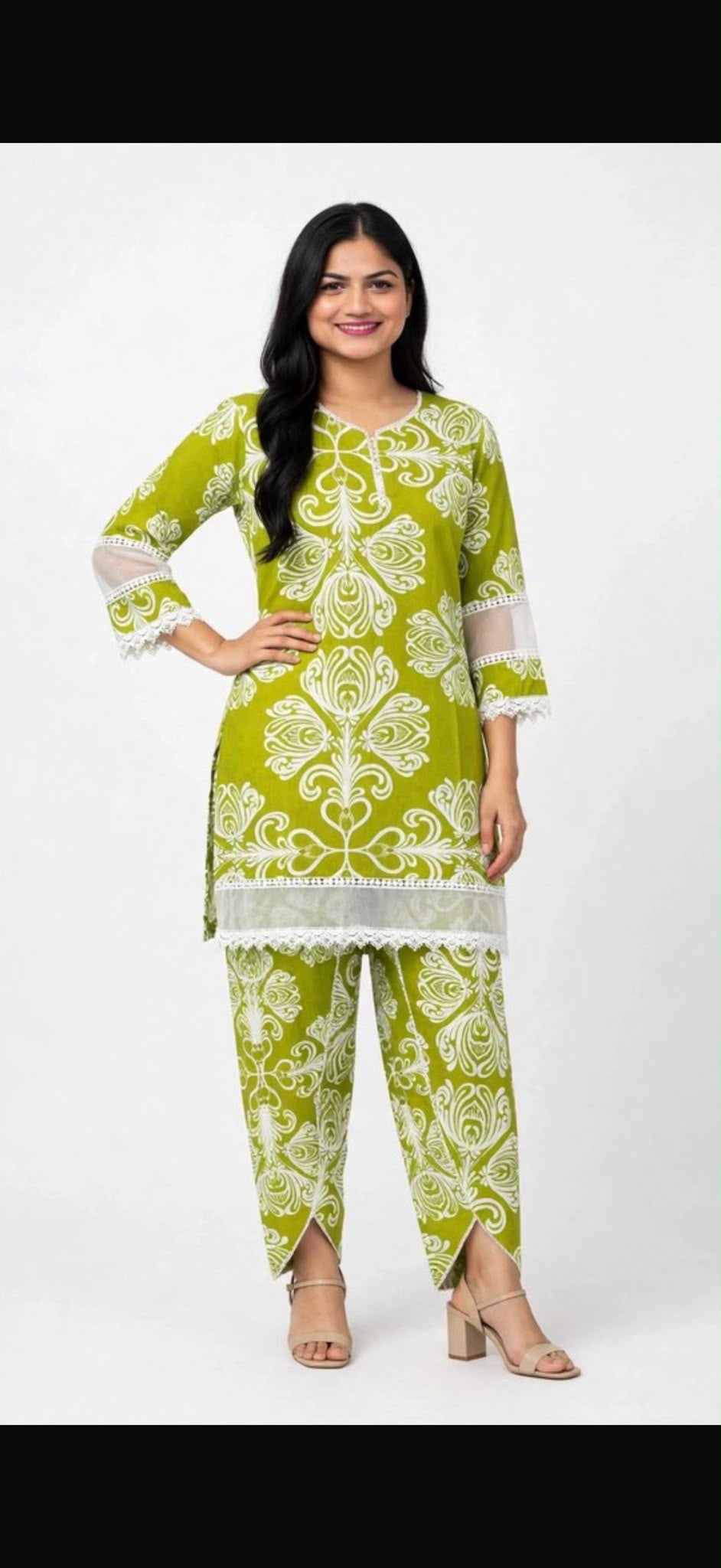 Bright Green Tulip Pant Co Ord set, Code 174