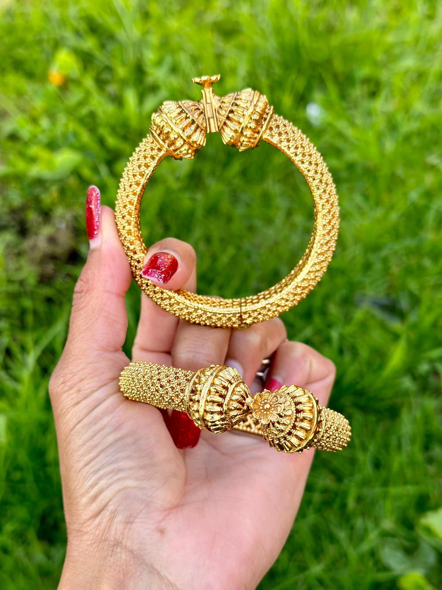 Gold Plated openable antique look kangan’s