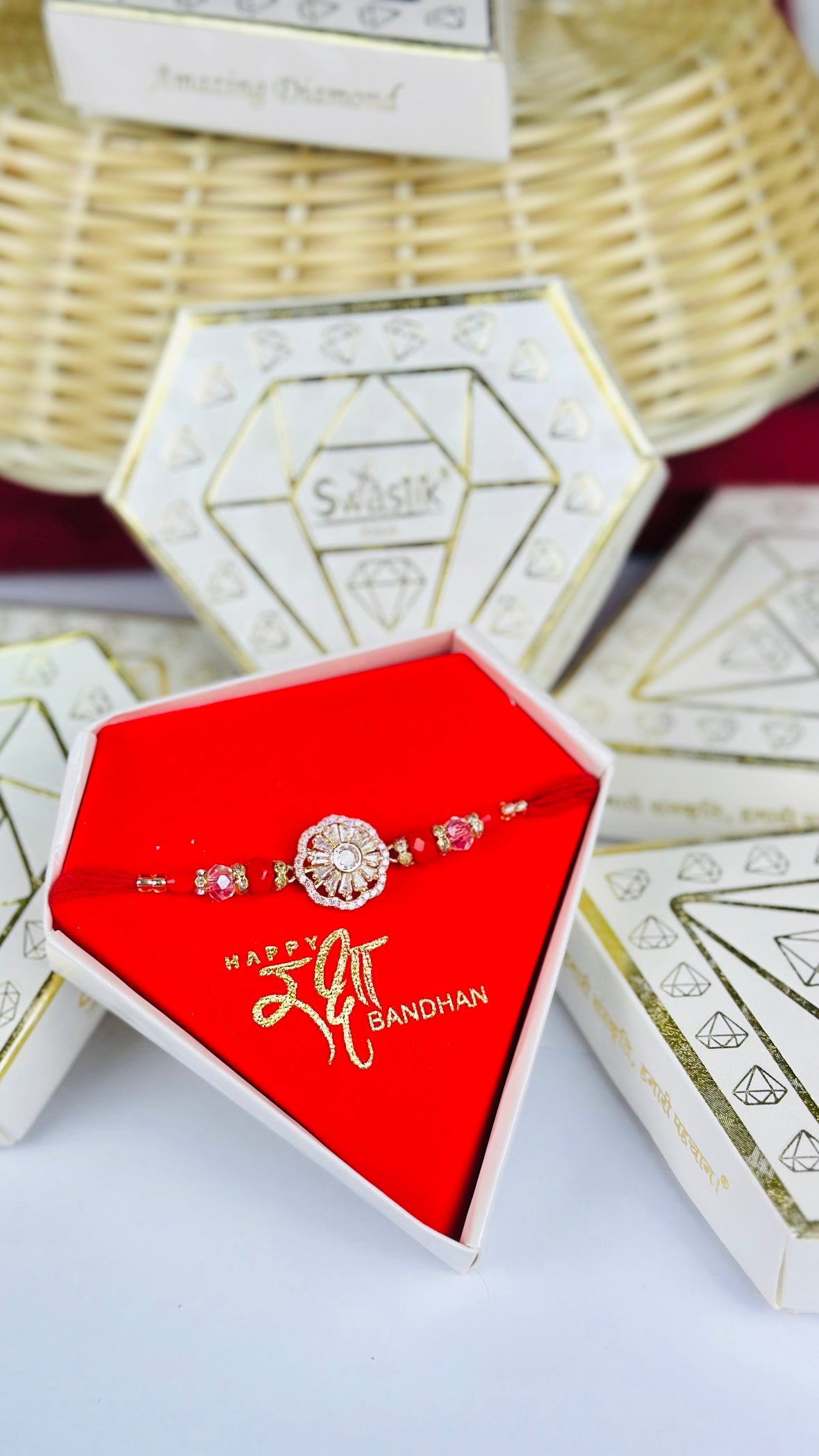 Spinner Rakhi / Rakhdi Pack in American Diamond ( Premium Range ) - Code A41