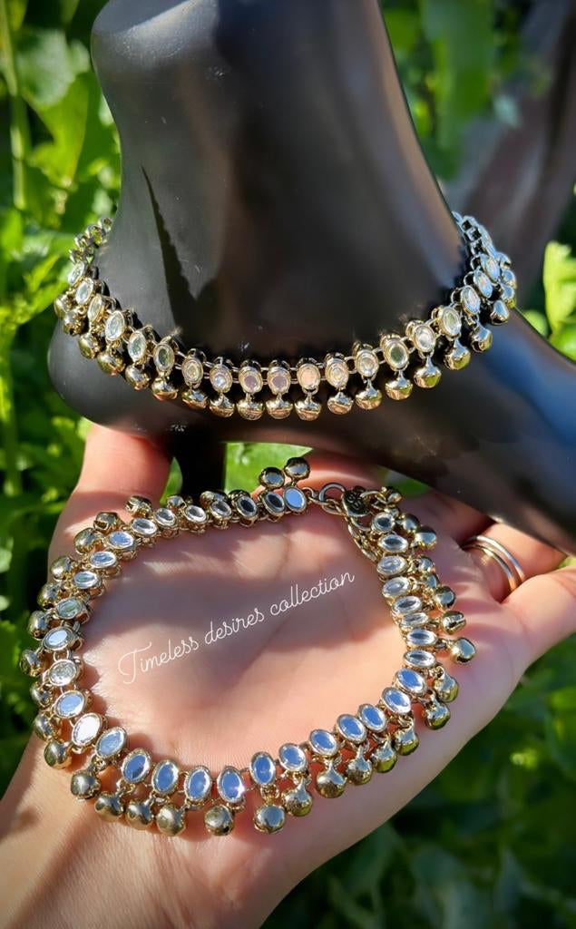 Golden mirror look Ghungru Anklets/Jhanjra (TD-6)