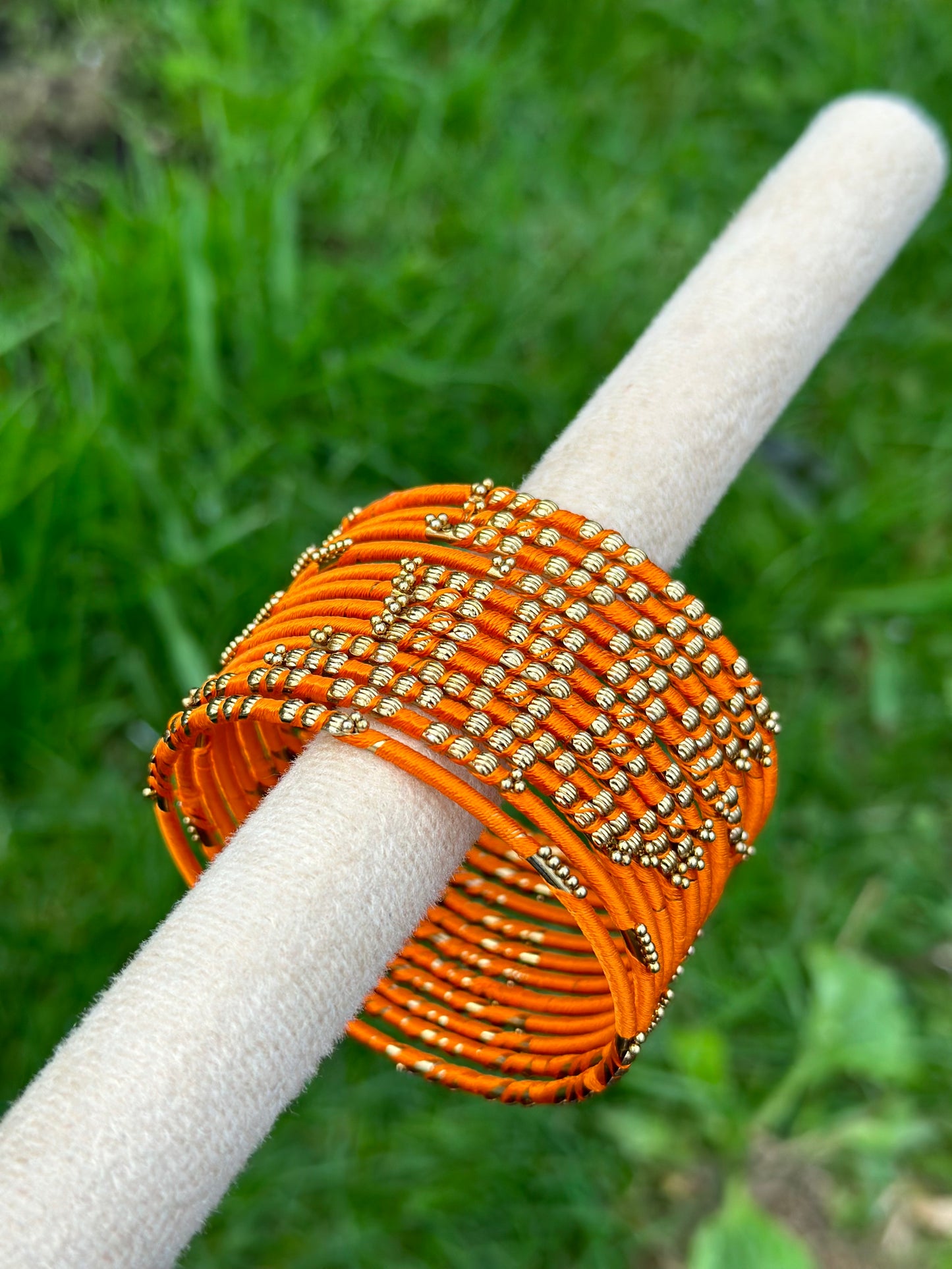 Orange colour thread bangles