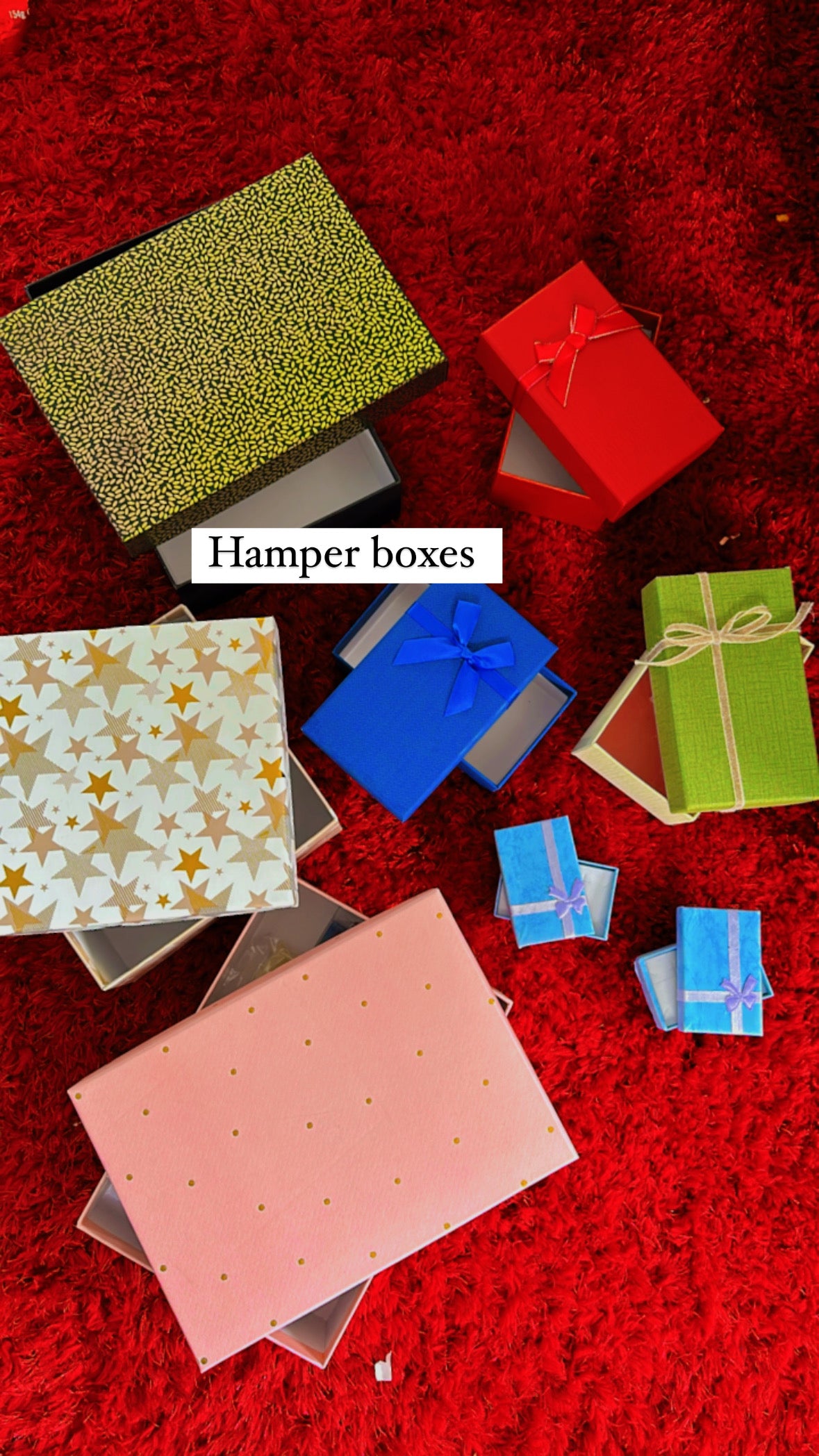 Gift box hamper package ( box only with decoration ) assorted designs and colours…. Add it to customise own hamper box