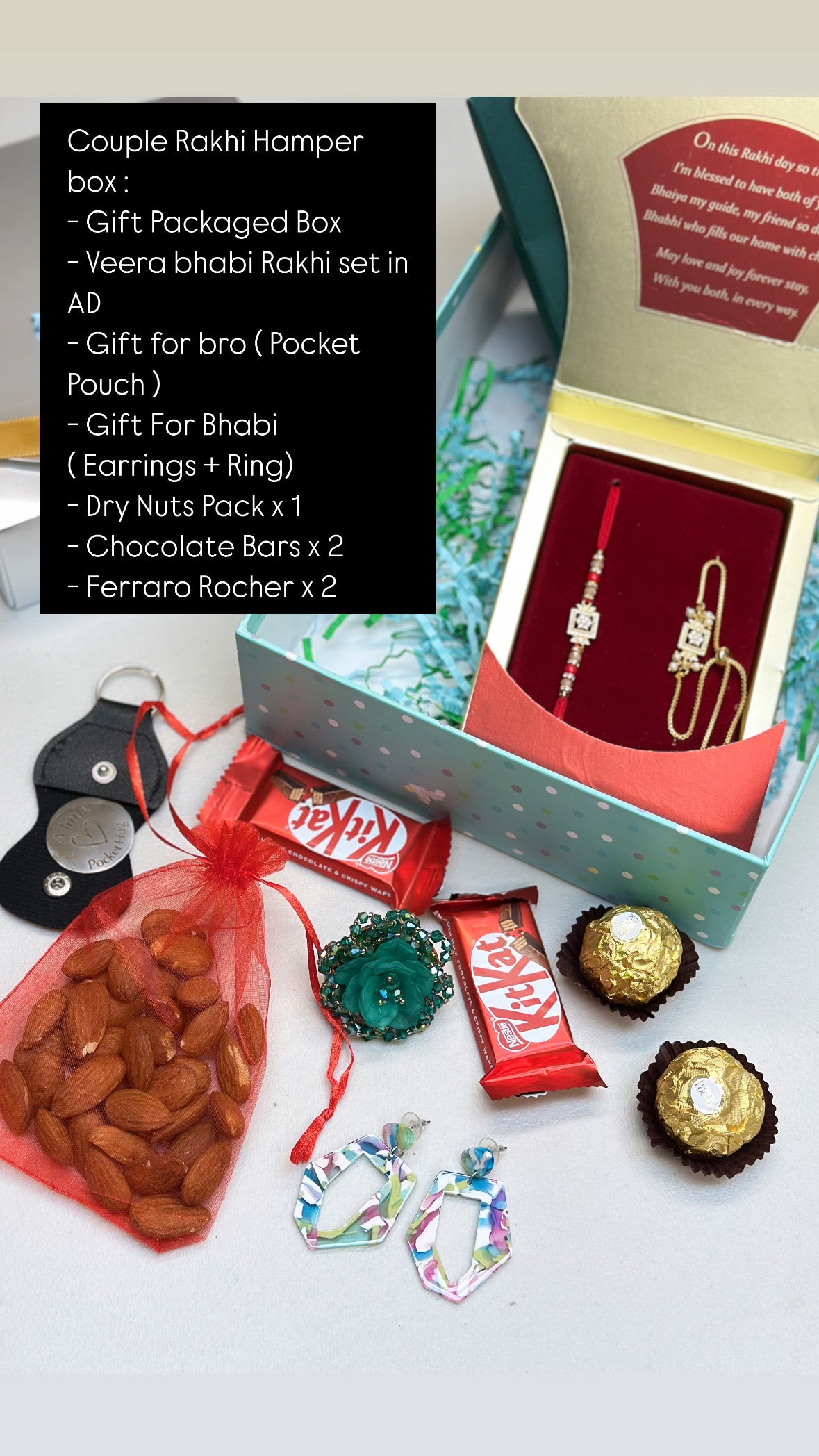 Couple ( Veera Bhabi ) Rakhi / Rakhdi Hamper Box - Premium box ( All in one )