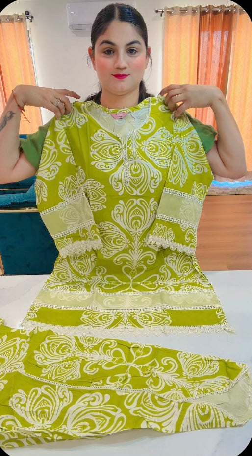 Readymade style - stylish Tulip Pant with kameez, Colour: parrot green, Code: 174
