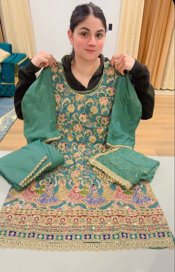 Embroidered Salwar suit - Colour : Sea Green Kind ( Code: 632 )