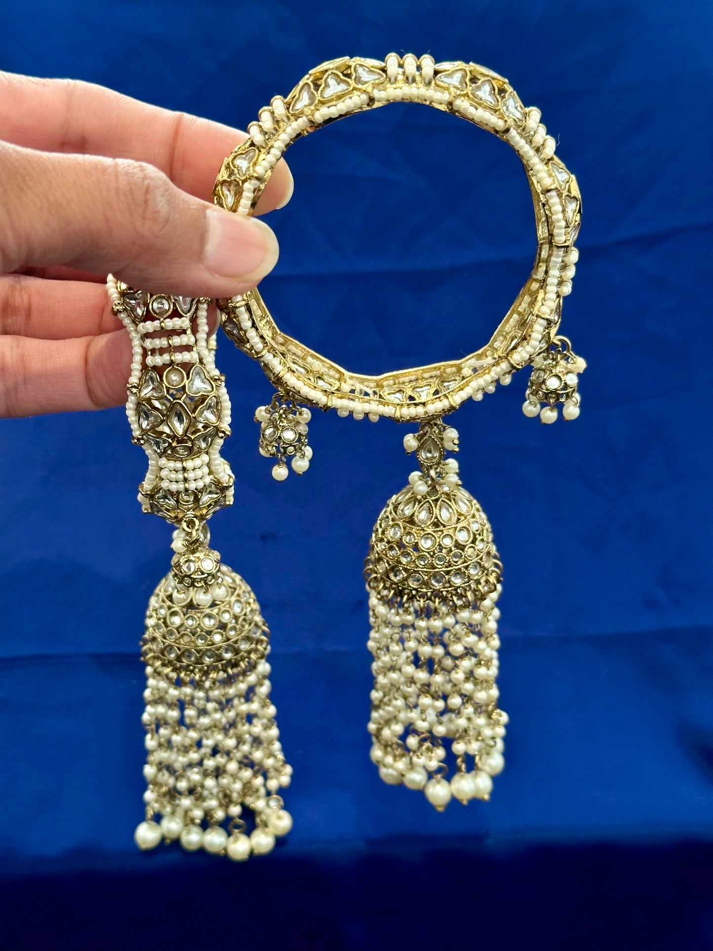 Kada bangle with latkan for both hands, Colour: Gold, (Code:022)