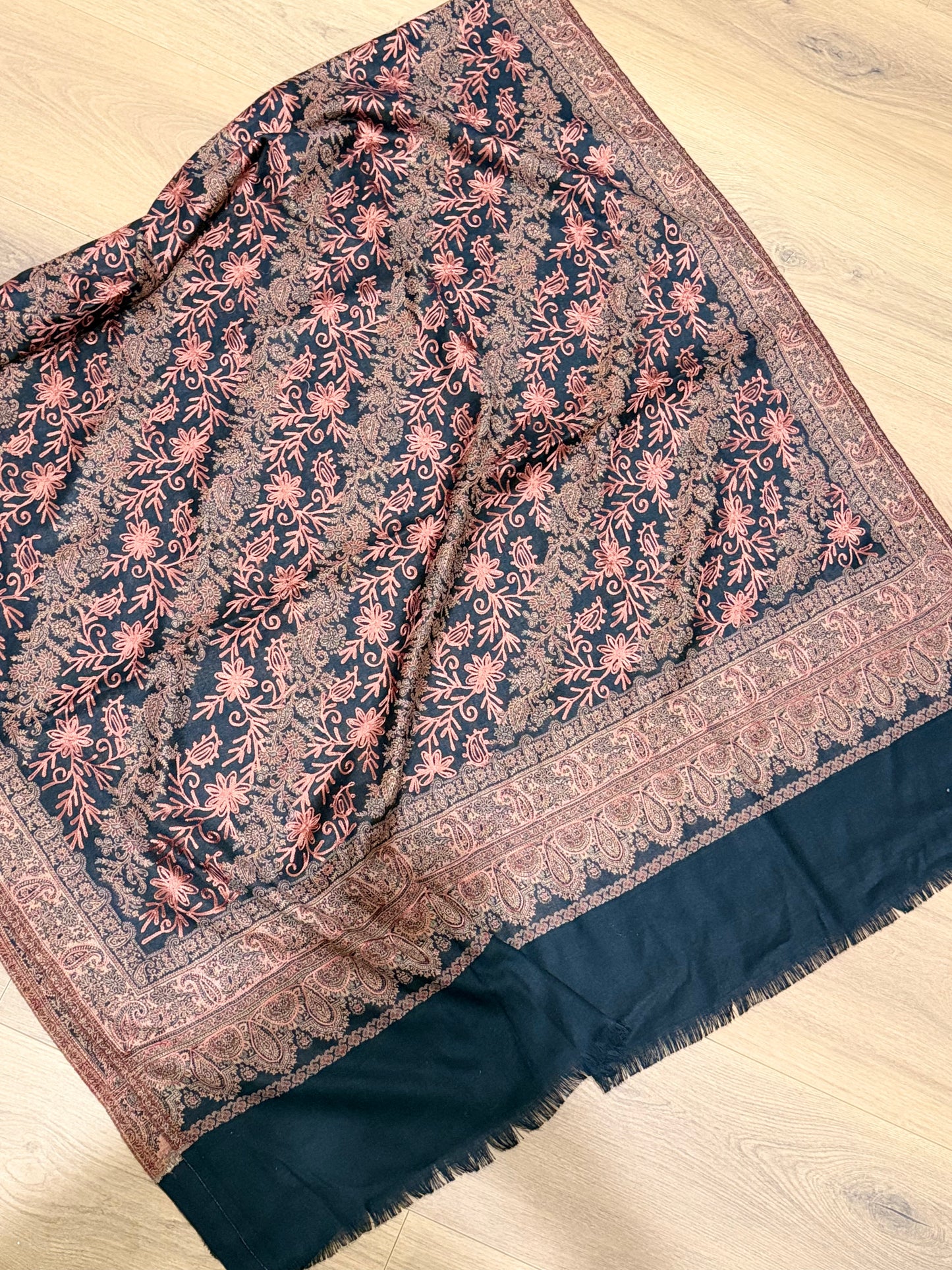 Pure pashmina shawl with Kashmiri work - Code Y33