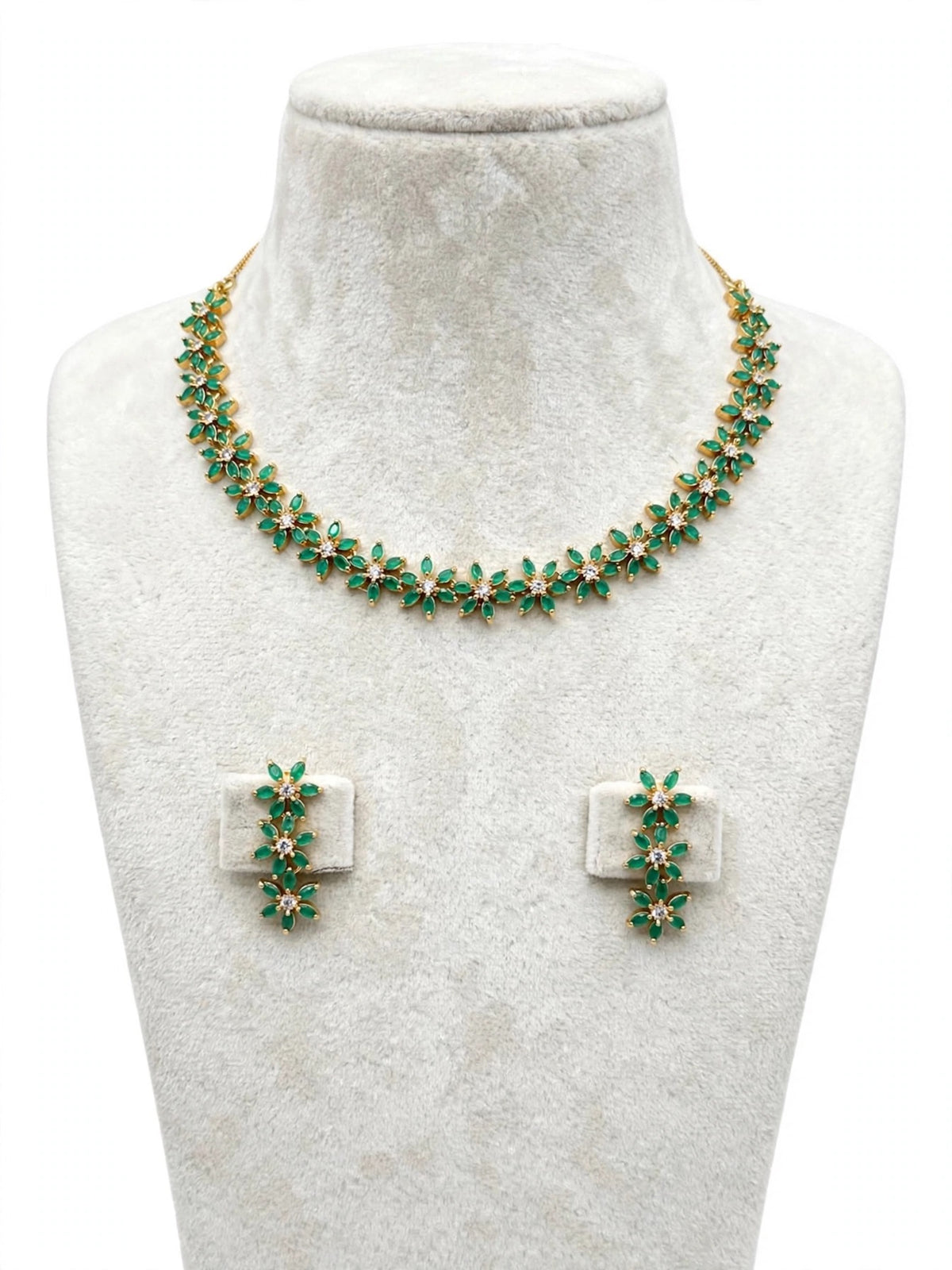 Green American diamond necklace set- N80