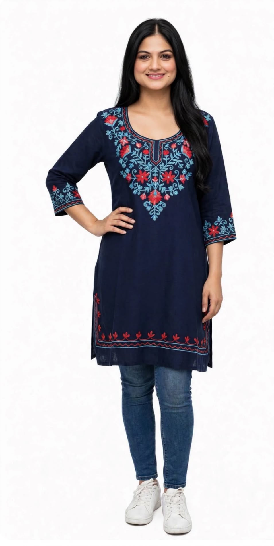 Kashmiri short kurti on Rayon, Code: 363