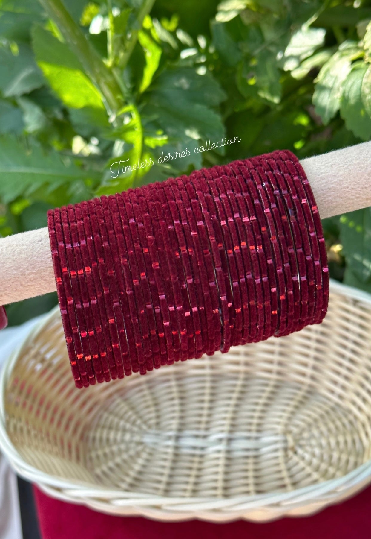 Maroon Plain velvet bangles pack of 36 bangles