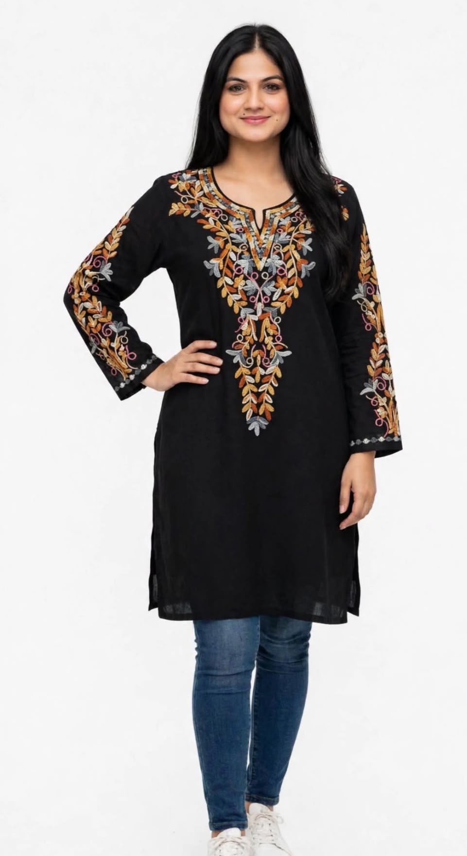 Kashmiri short kurti in Georgette - Code: 360