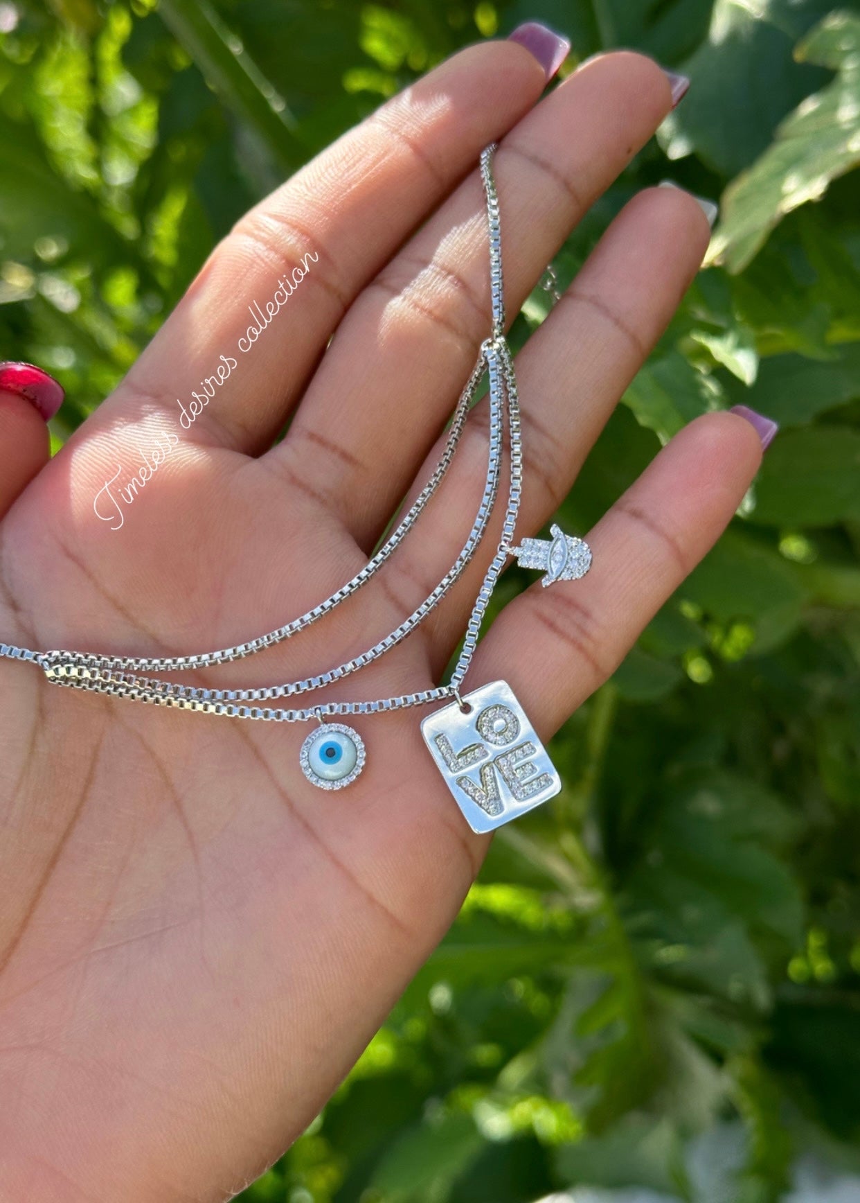 Evil eye adjustable size bracelet in American diamond