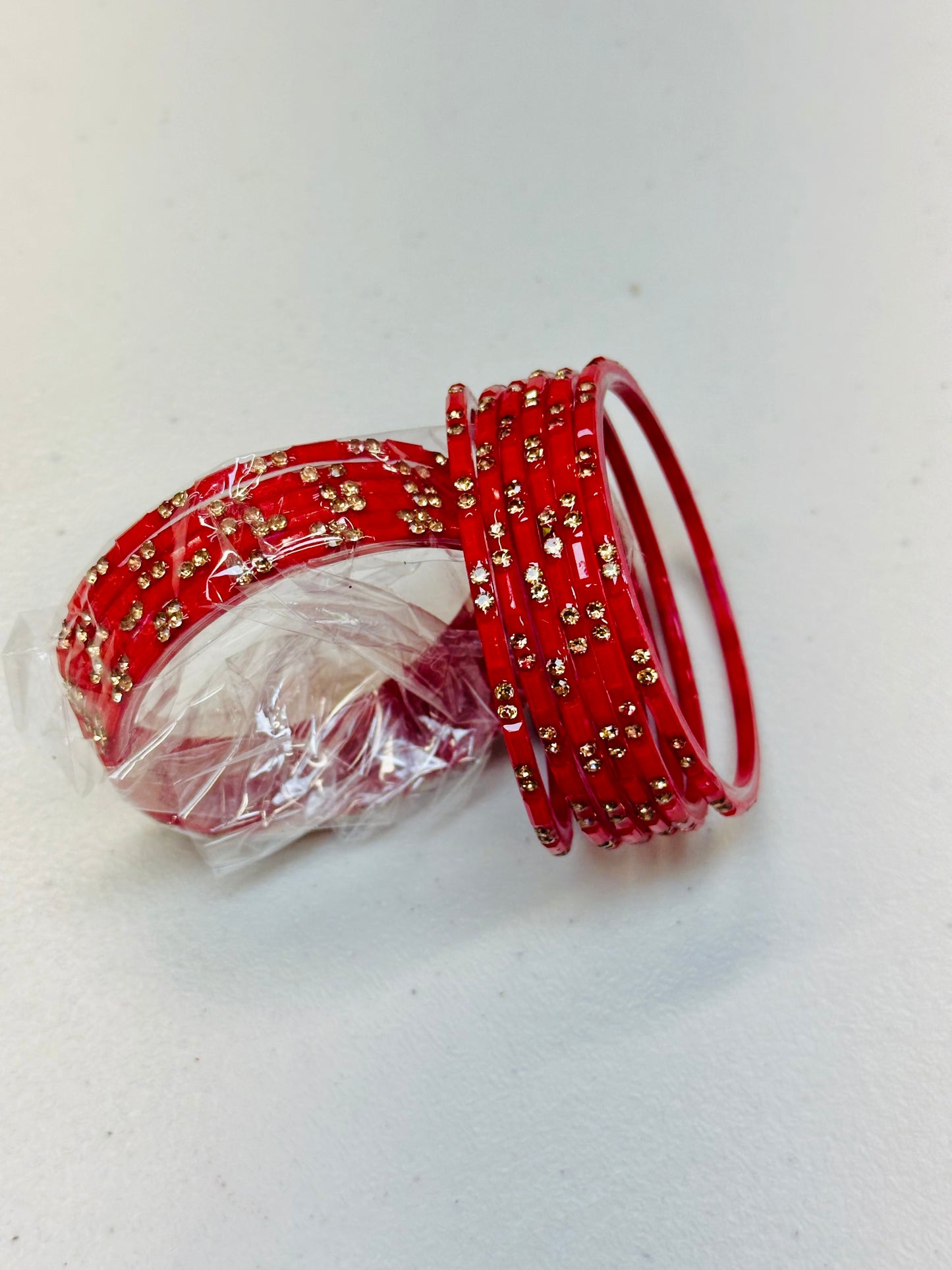 GLASS bangles in red colour ( Karwa special )