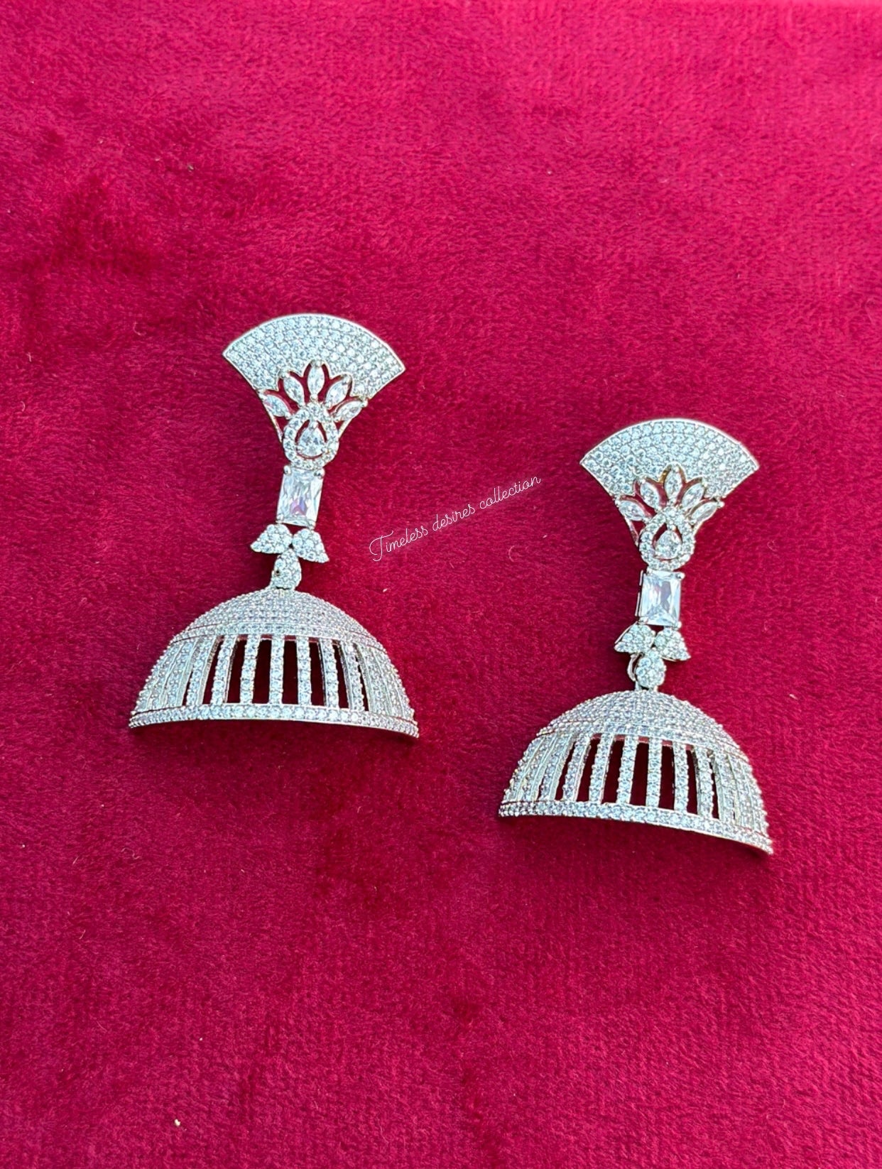Silver American diamond earrings Jhumka style