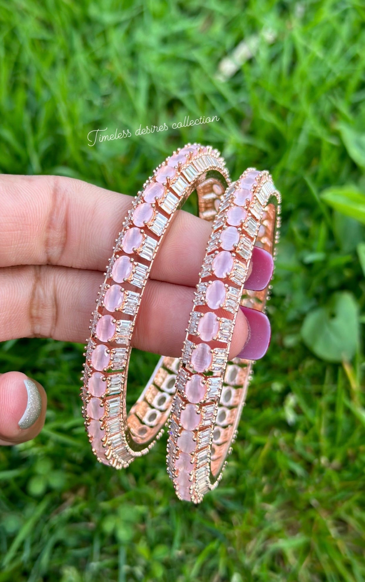 Baby pink American diamond kangan / bangles