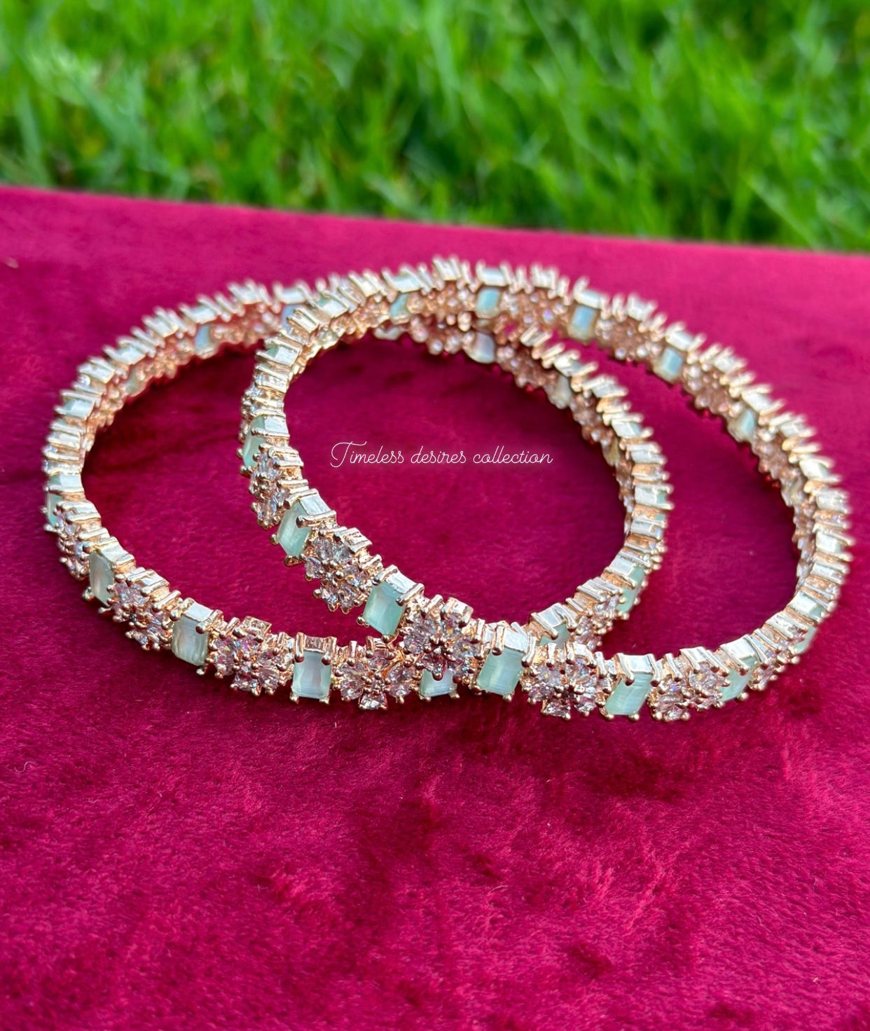 Mint green American diamond kangan / bangles