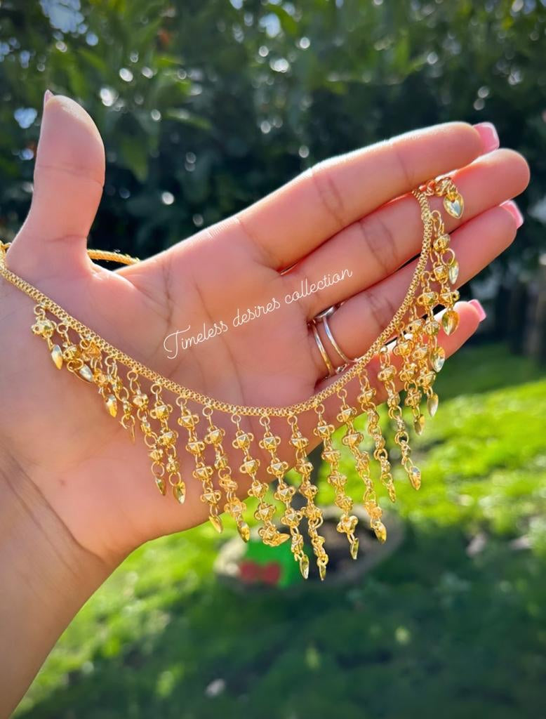 Gold Look Jhaalar Neckline in Punjabi Traditional Jewellery