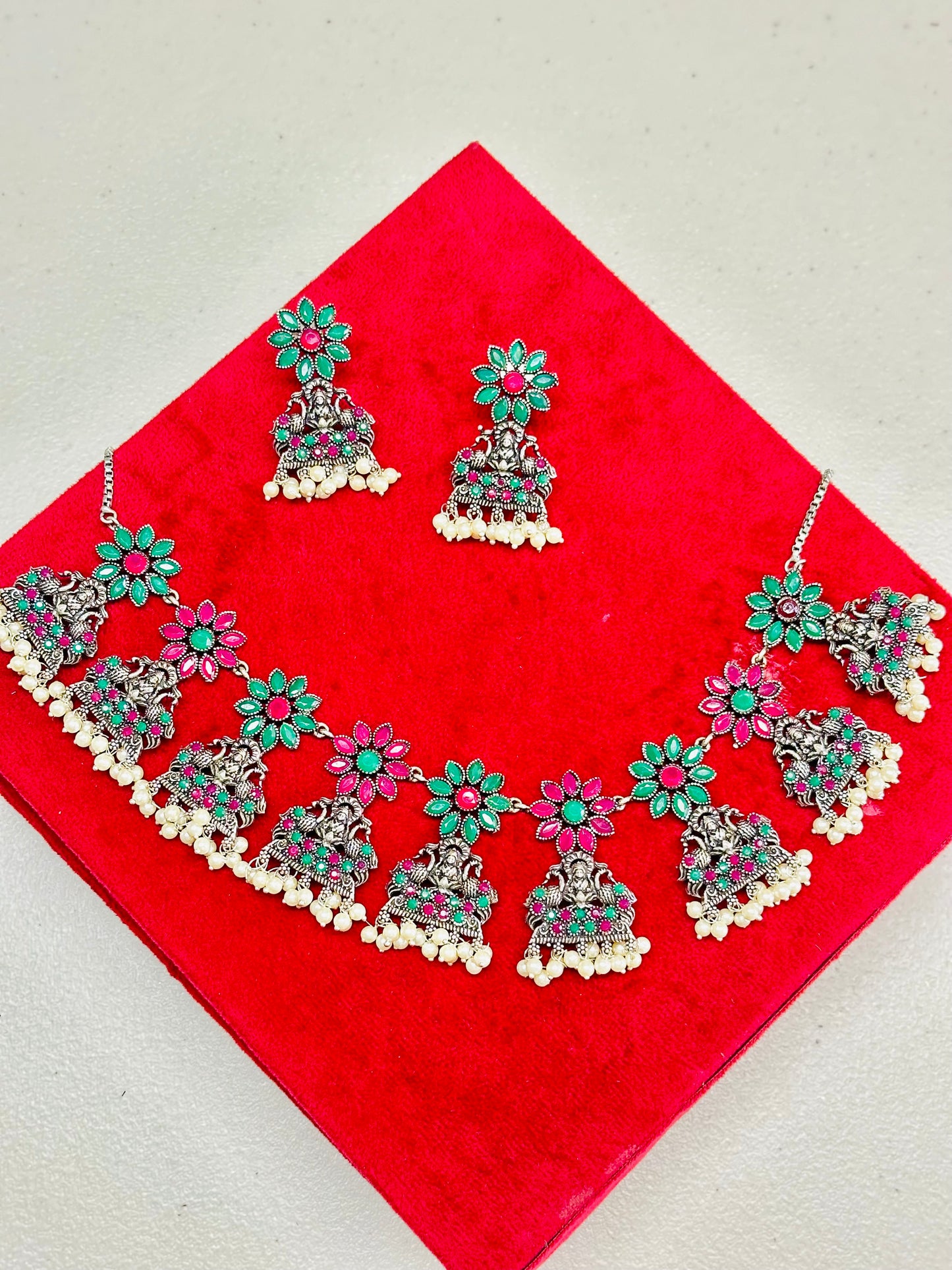 Oxidised necklace set with earrings