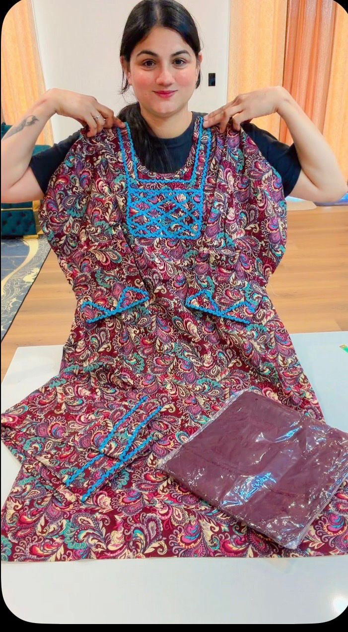 Cotton suit : ( colour - wine ) code 964