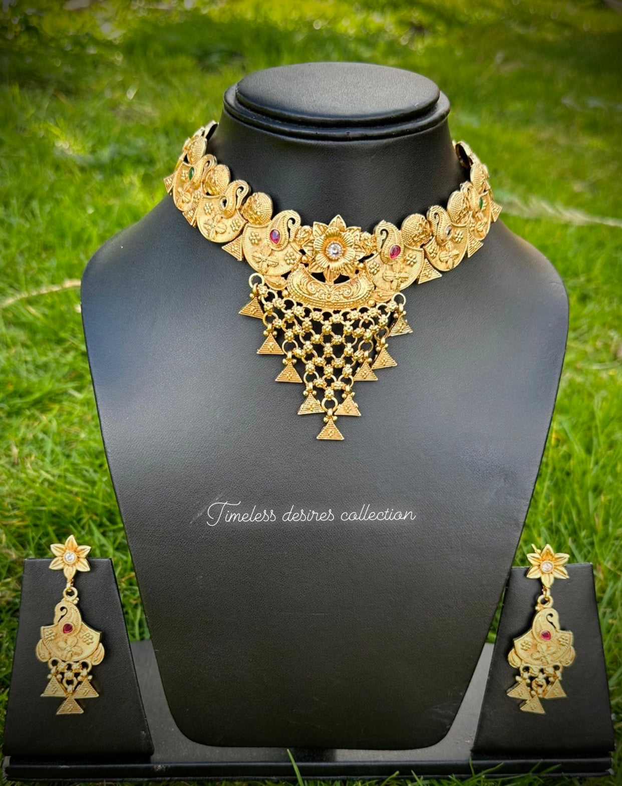 Gold plated Jhalar necklace set in high quality