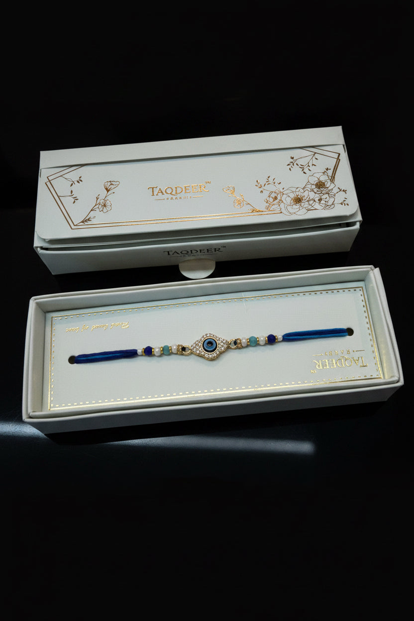 Evil eye rakhi set in American diamond